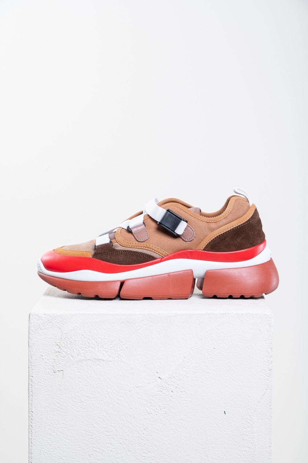 Brown and Red Sonnie Low-Top Sneakers