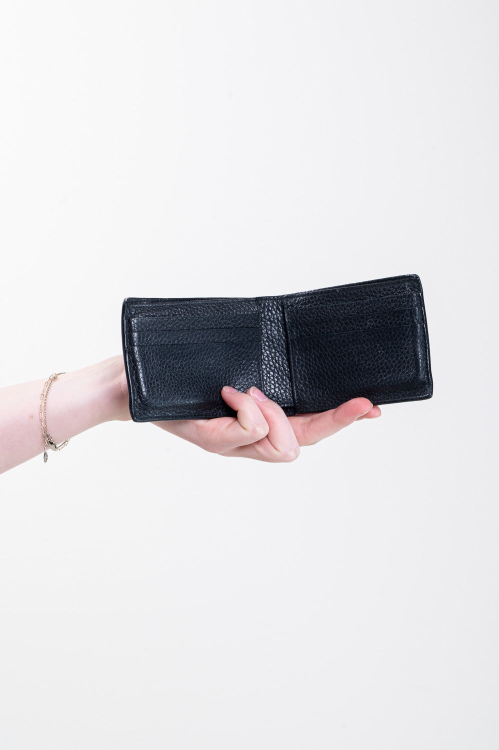 Black Gancini Embossed Bi-fold Wallet