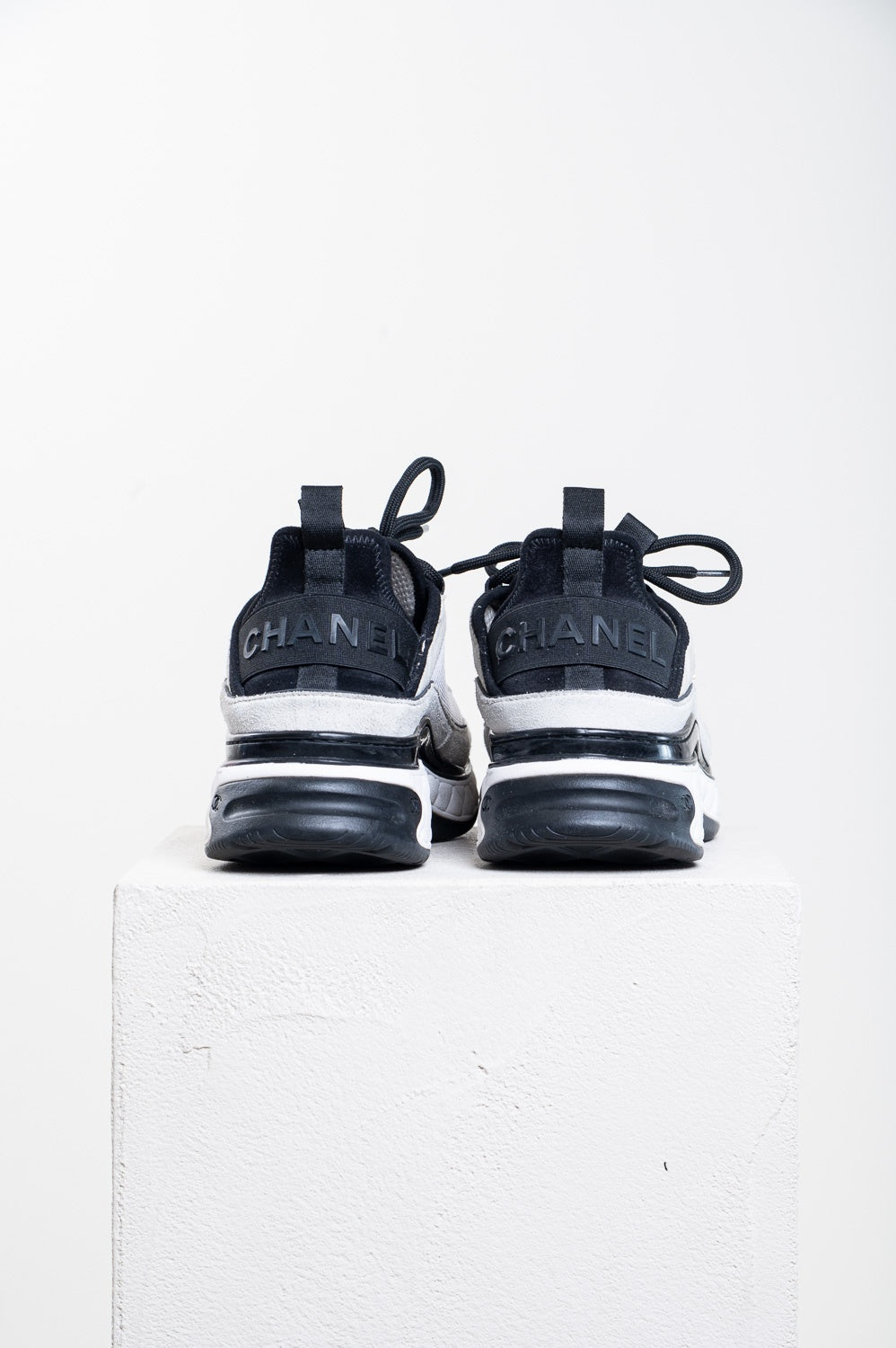 22P White Calfskin Gold CC Logo Sneakers