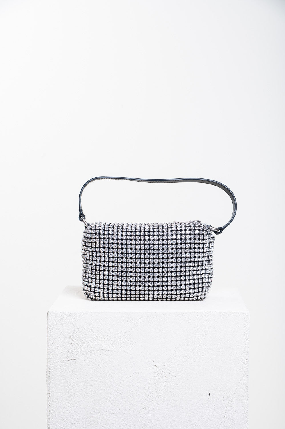 Silver Rhinestone Mini Top Handle Bag