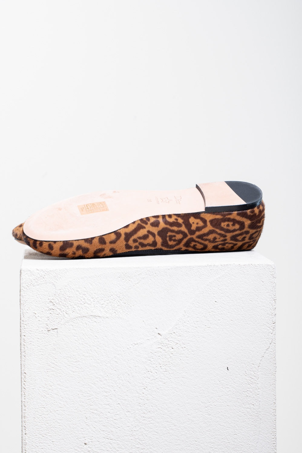 Cheetah Print Calfskin Pearl Bow Ballet Flat