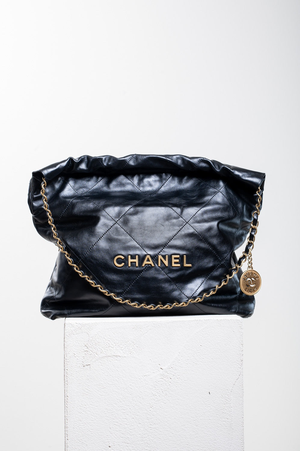 Black 22 Quilted Hobo Bag