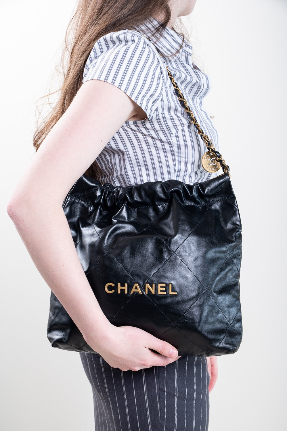 Black 22 Quilted Hobo Bag