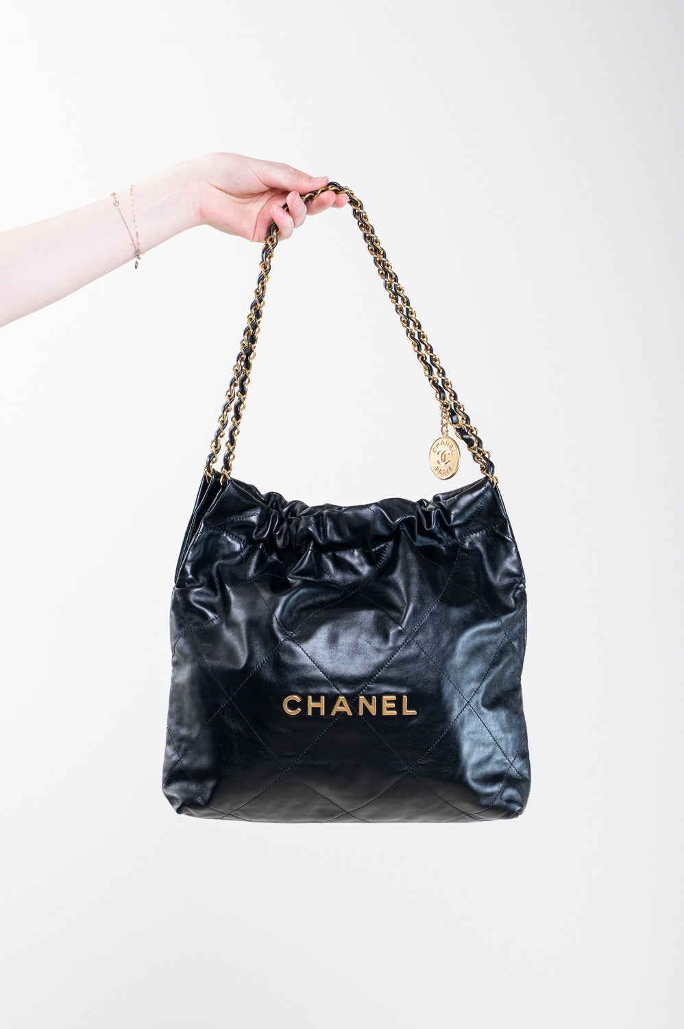 Black 22 Quilted Hobo Bag