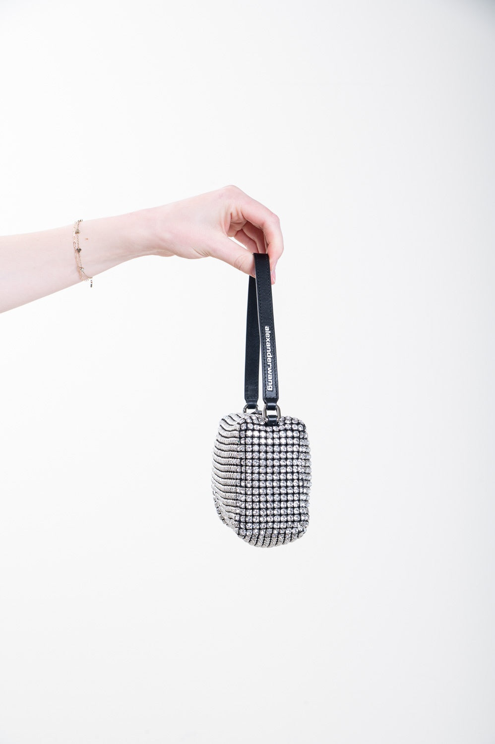 Silver Rhinestone Mini Top Handle Bag