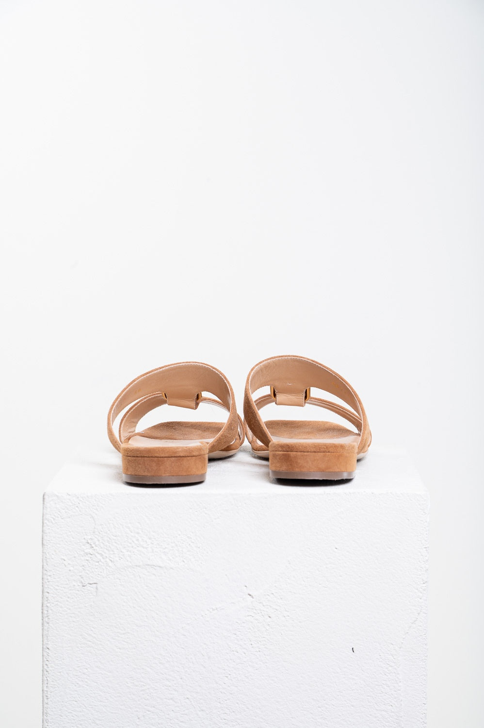 Brown Suede & Gold Buckle Sandal