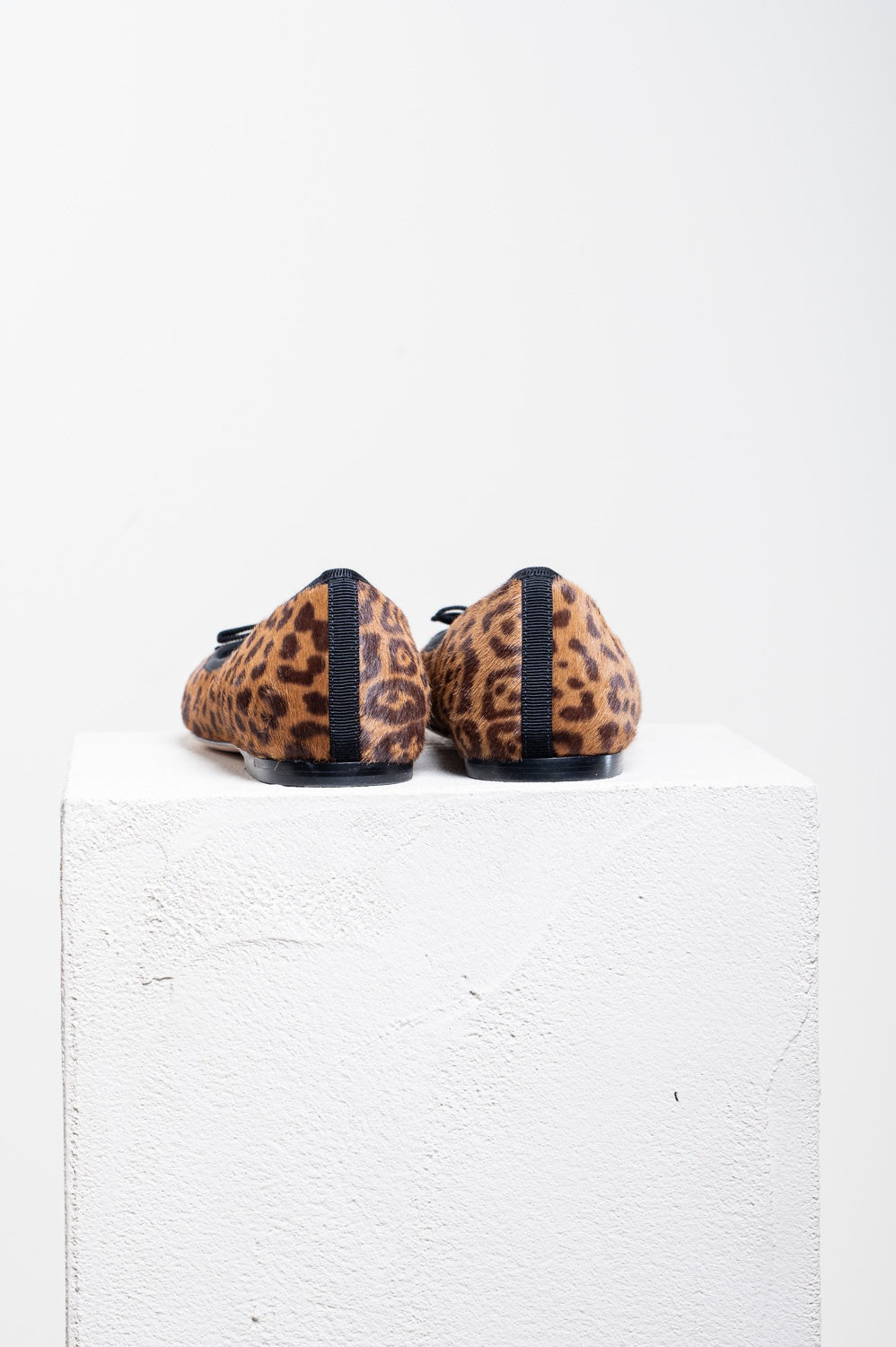 Cheetah Print Calfskin Pearl Bow Ballet Flat