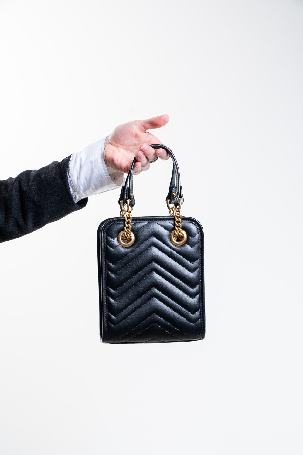 Black GG Marmont Matelassé Mini Bag