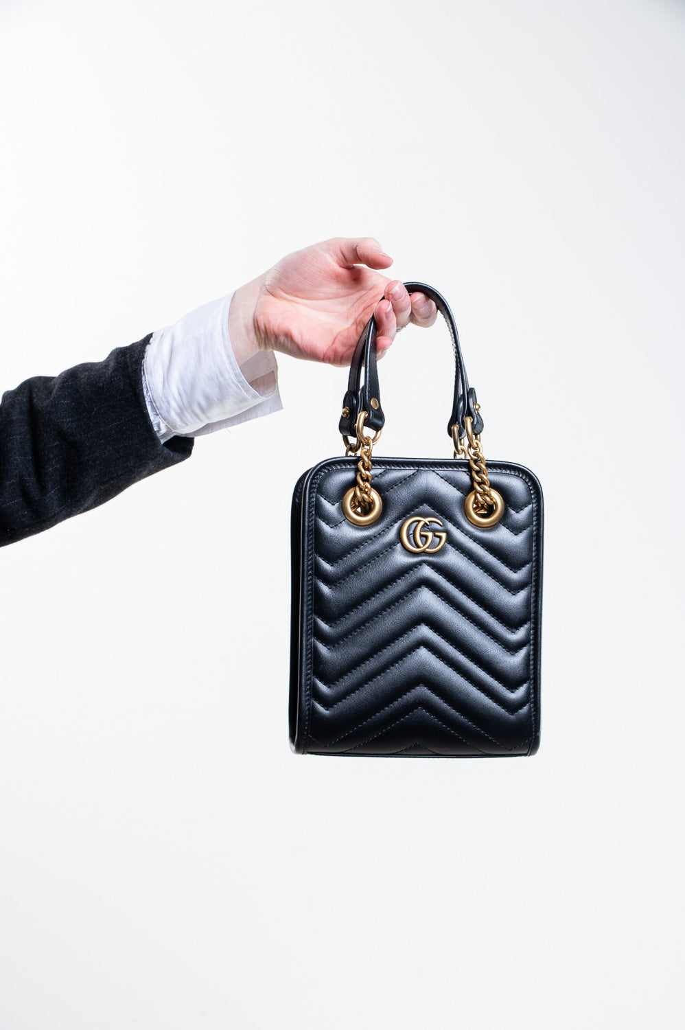 Black GG Marmont Matelassé Mini Bag