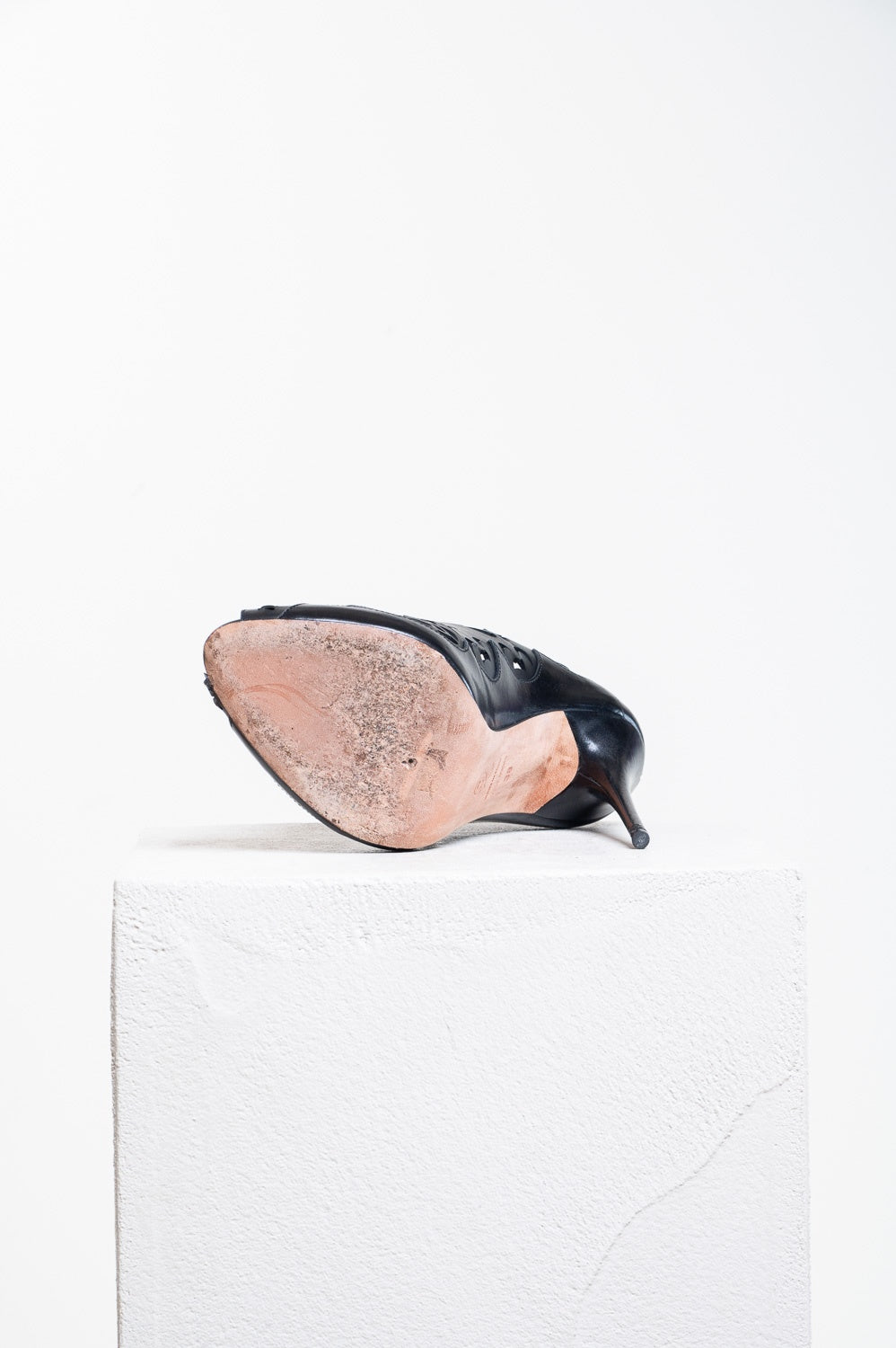 Black Lazer Cut High Heel Sandal