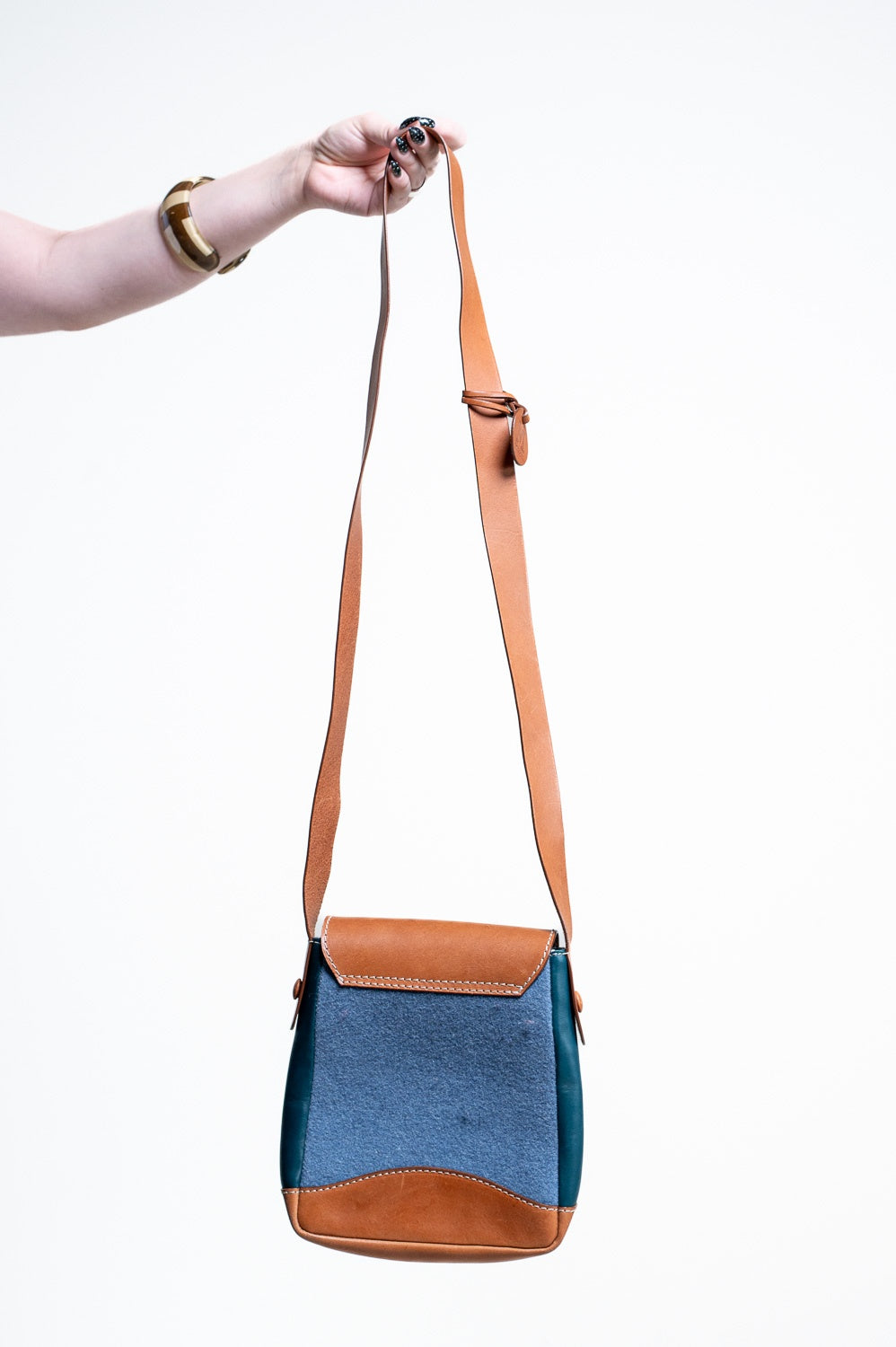 Brown & Red, Wool and Leather Crossbody Messenger Bag