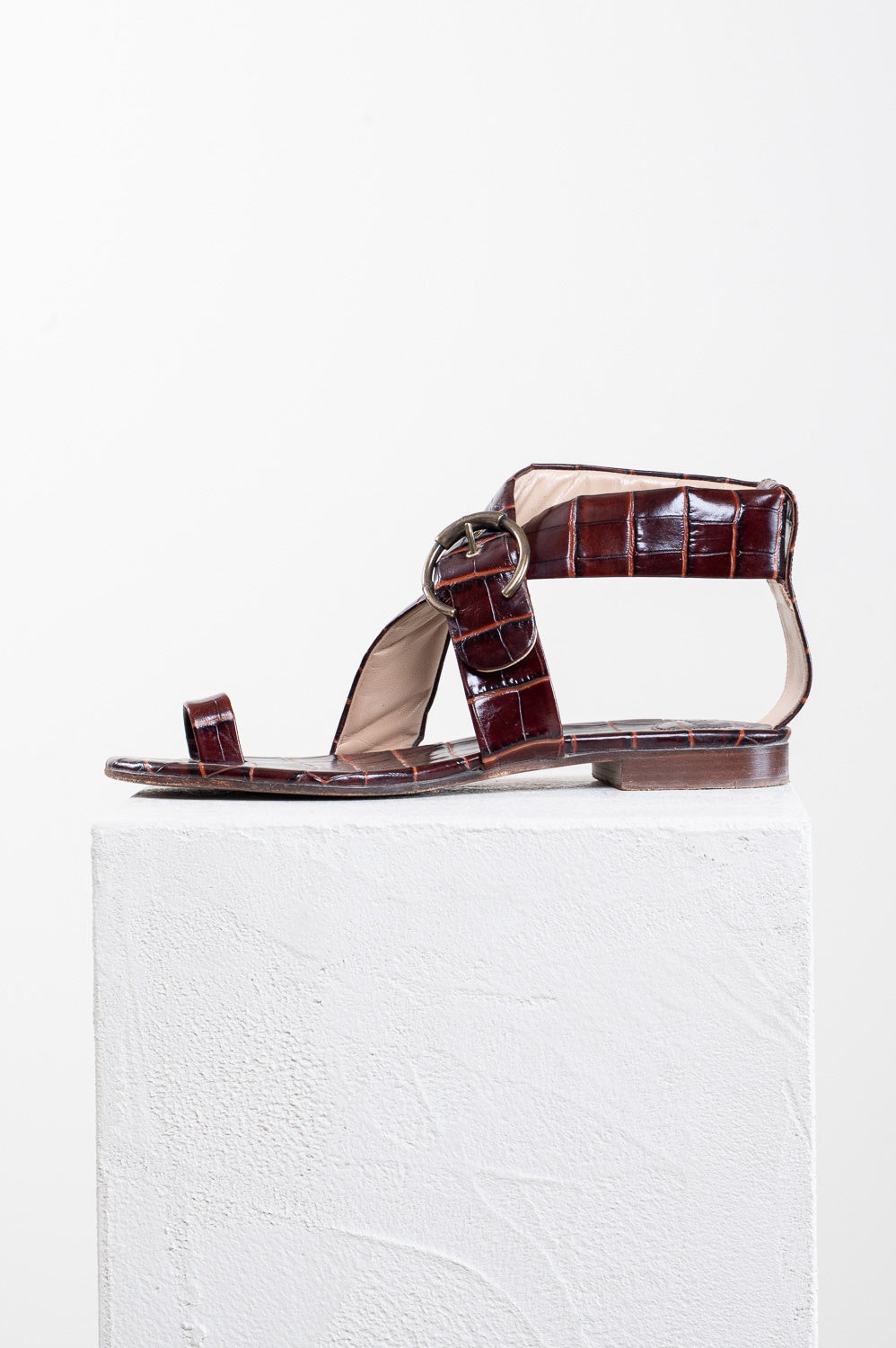 Hot Tan Ankle Wrap Flat Sandal