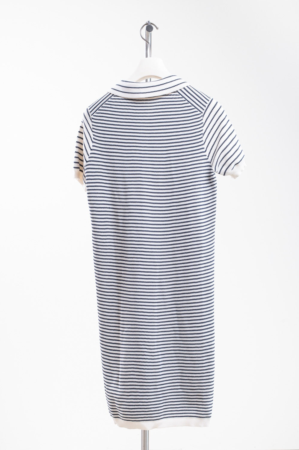 Navy Striped Rib Knit Polo Dress
