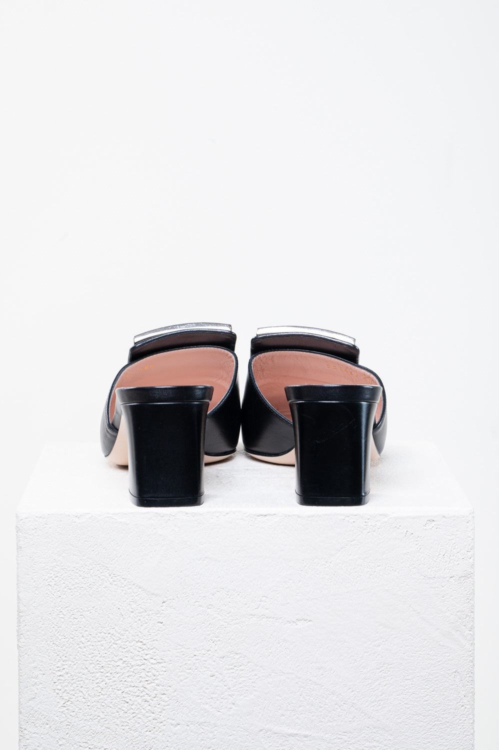 Black Leather Crystal 'Madelyn' Mules