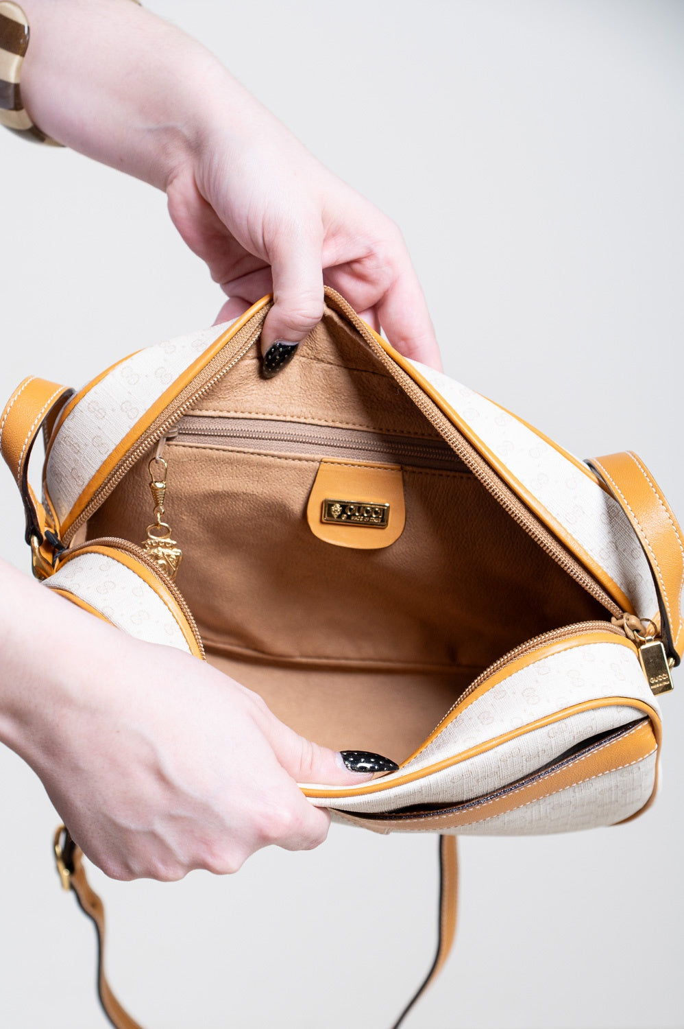 Beige and Brown Micro GG Crossbody