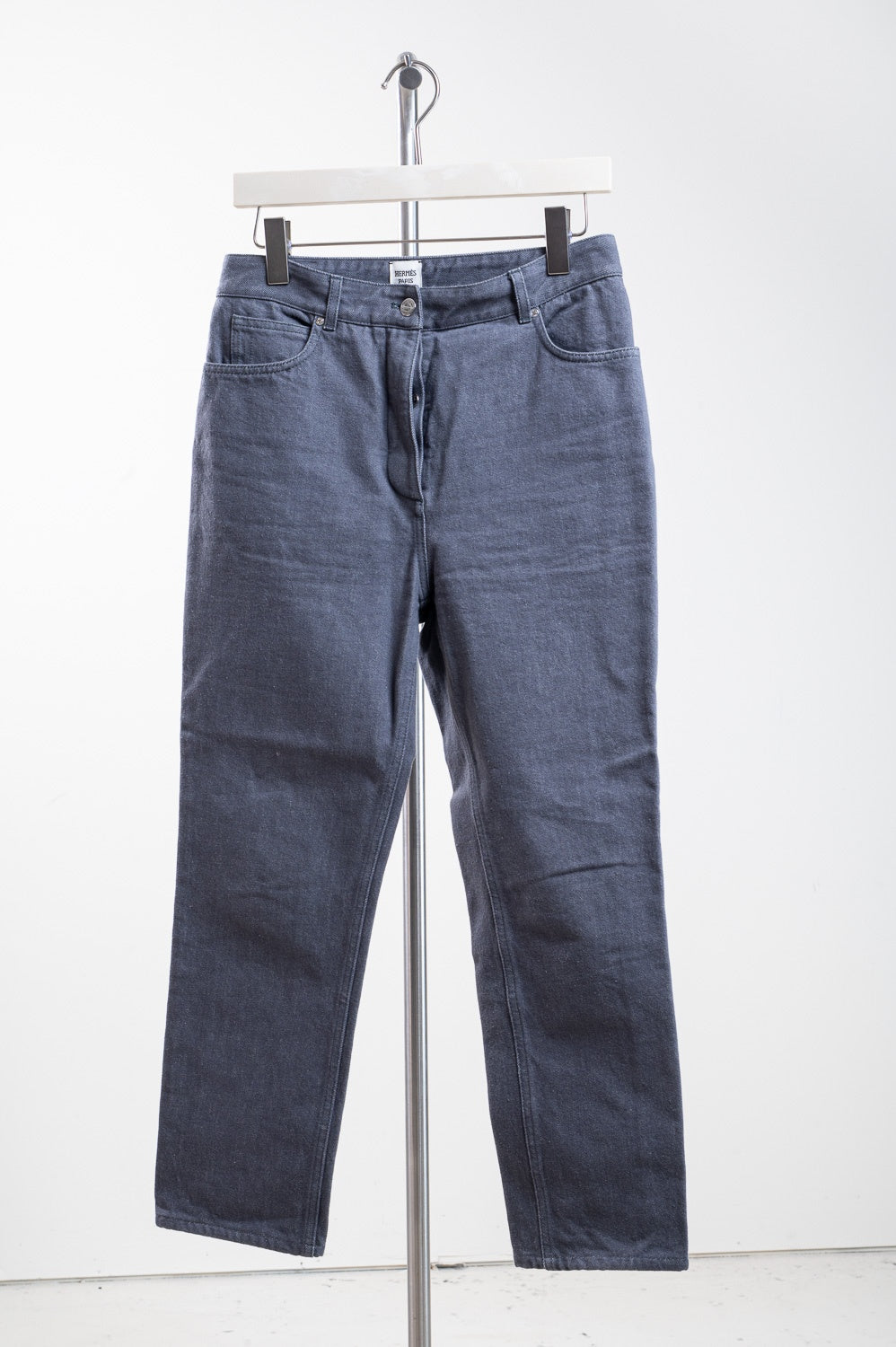 Grey High-Rise Straight Leg Jeans