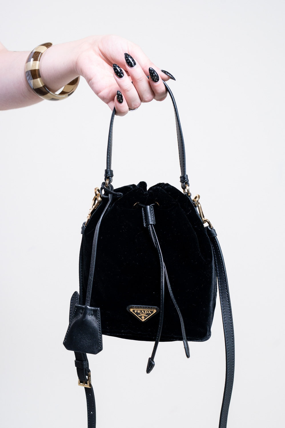 Black Mini Bucket Top Handle Bag