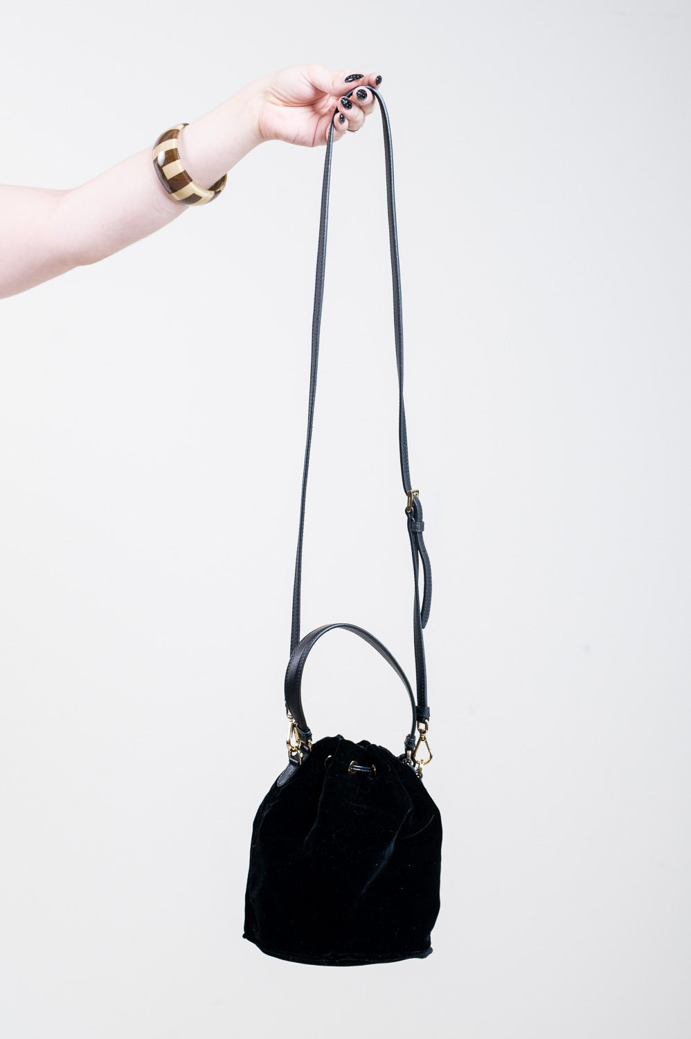 Black Mini Bucket Top Handle Bag