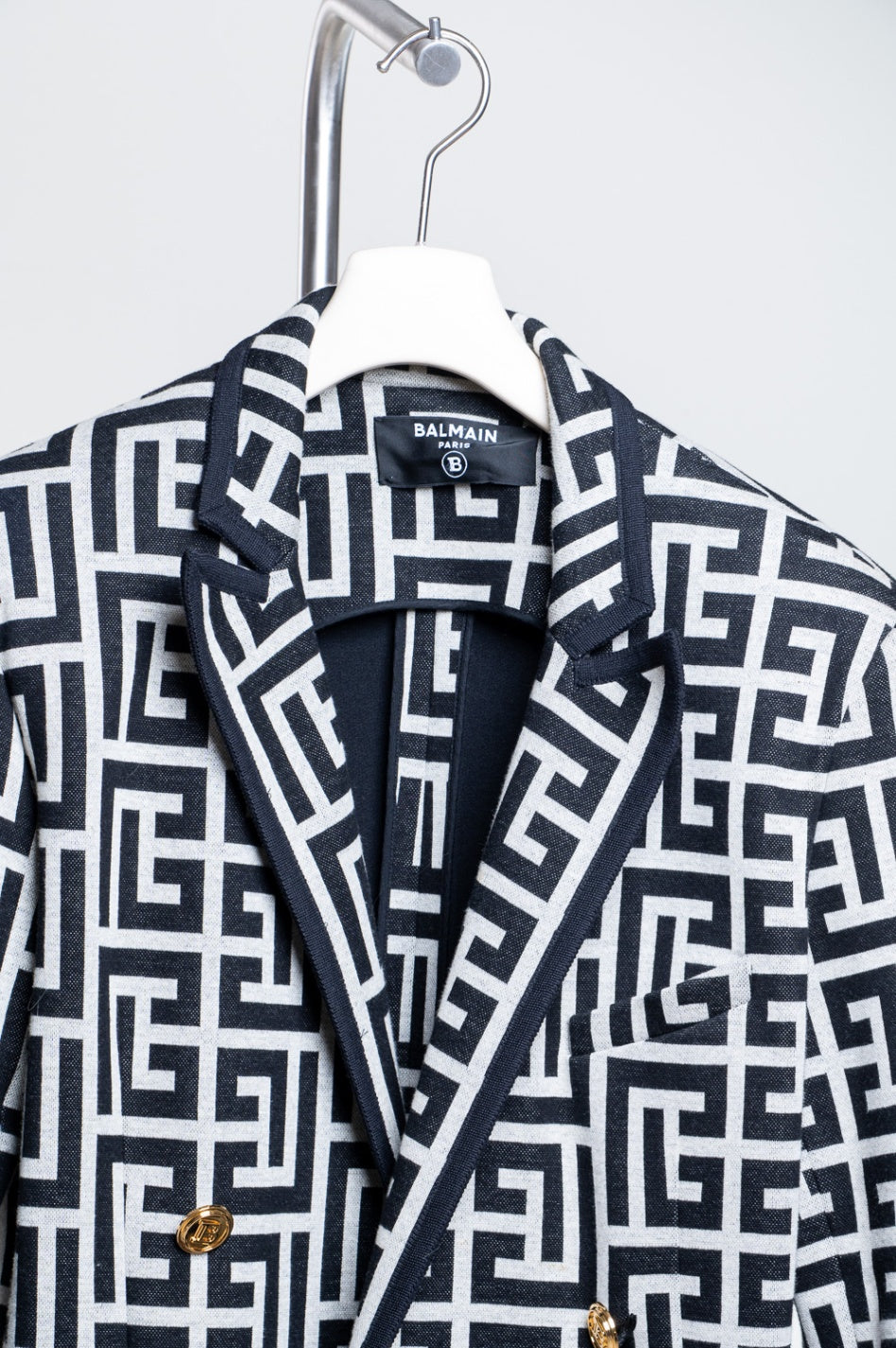Black & White Geomtric Print Oversize Blazer
