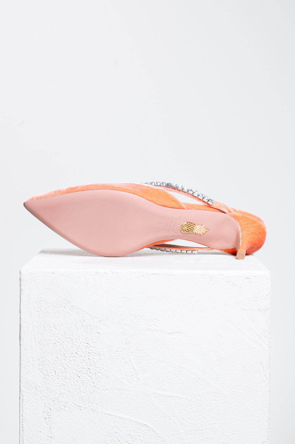 French Rose Velvet Sabine Mule 45 Heel