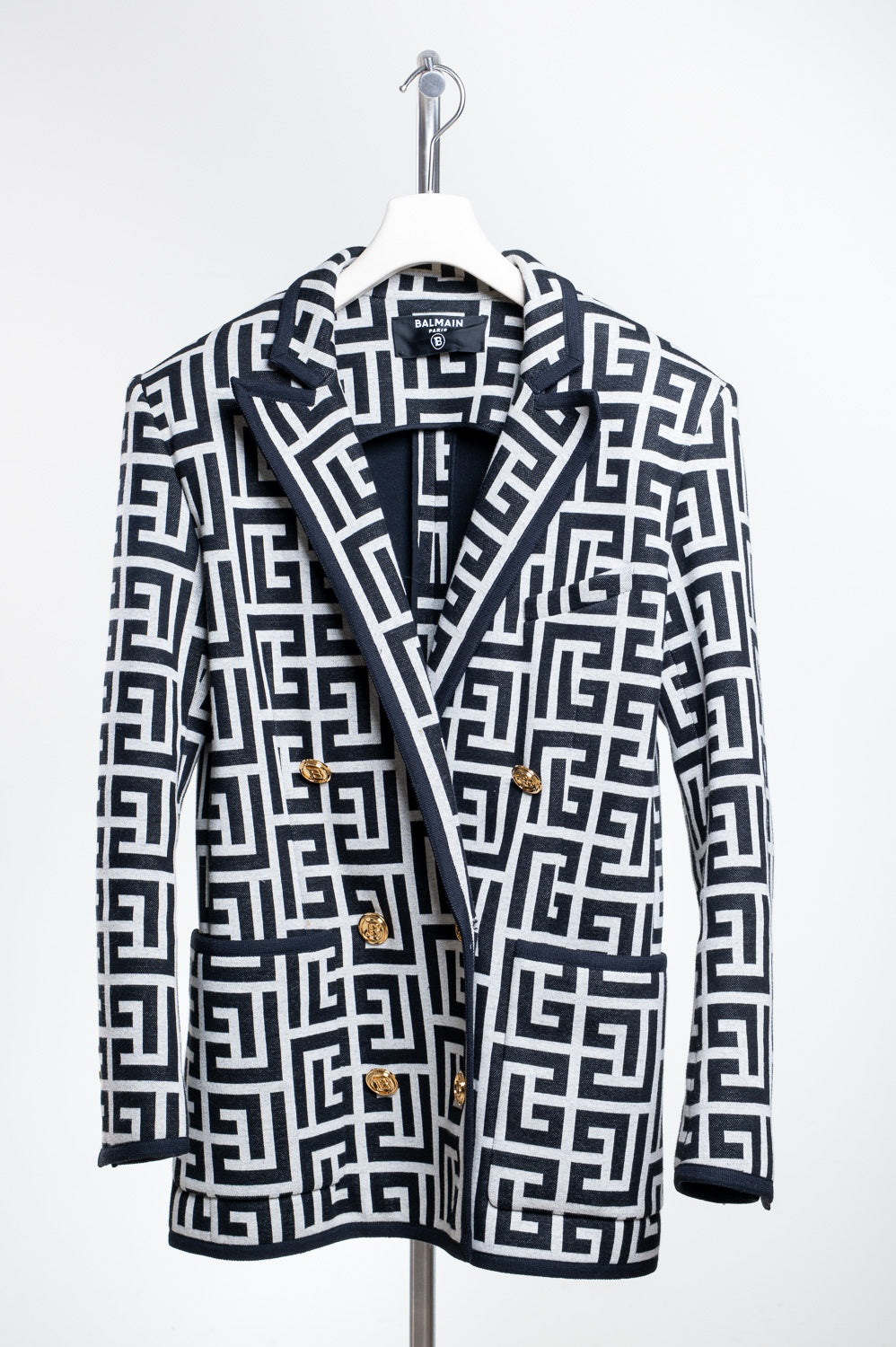 Black & White Geomtric Print Oversize Blazer