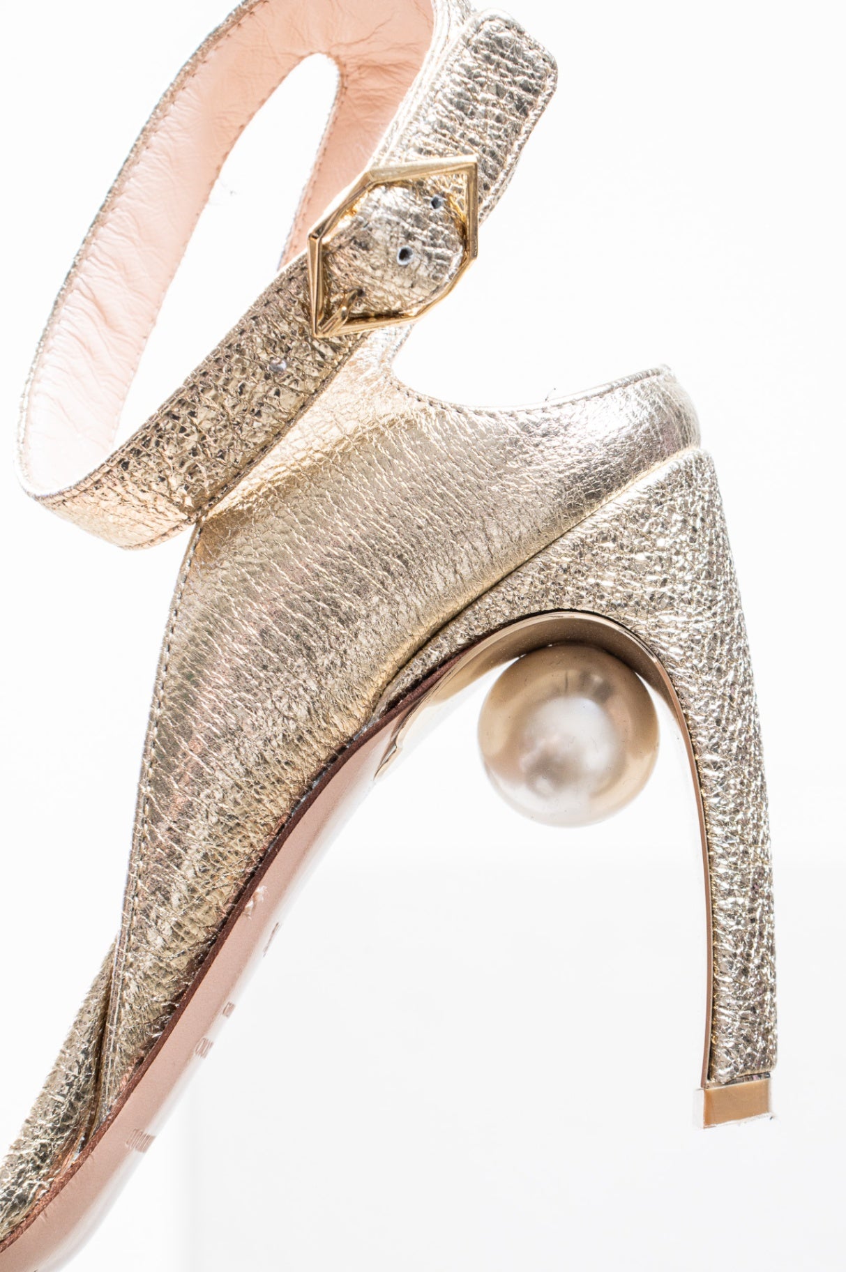 Gold Metallic Maeva Pearl Heeled Sandals