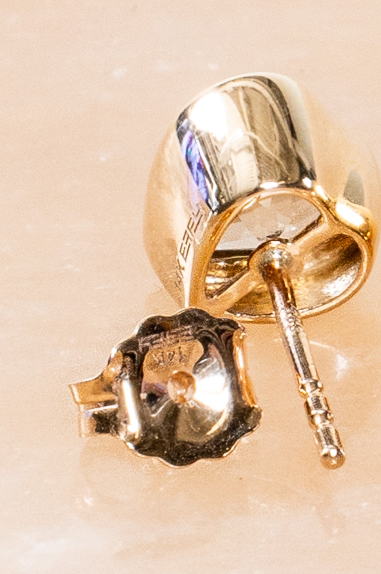 14K Gold & Green Amethyst Heart Stud Earrings