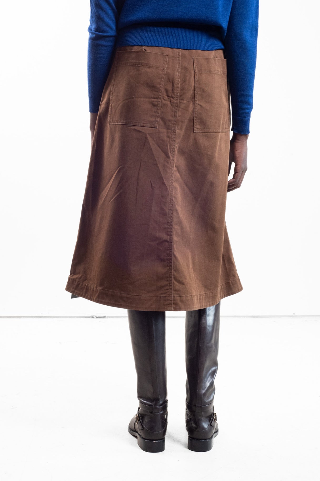 Brown Cotton Midi Skirt