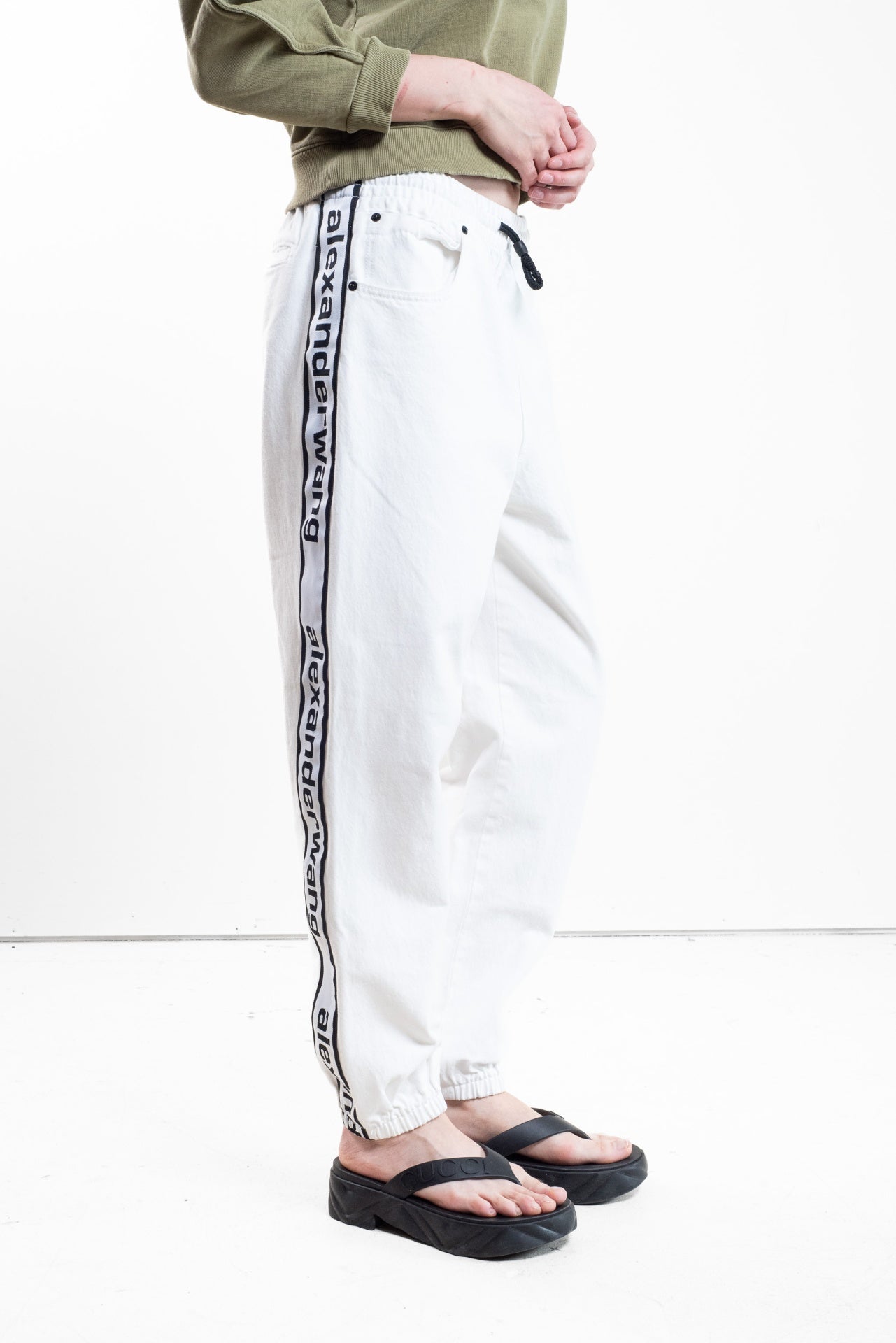 Logo Tape Denim Track Pants
