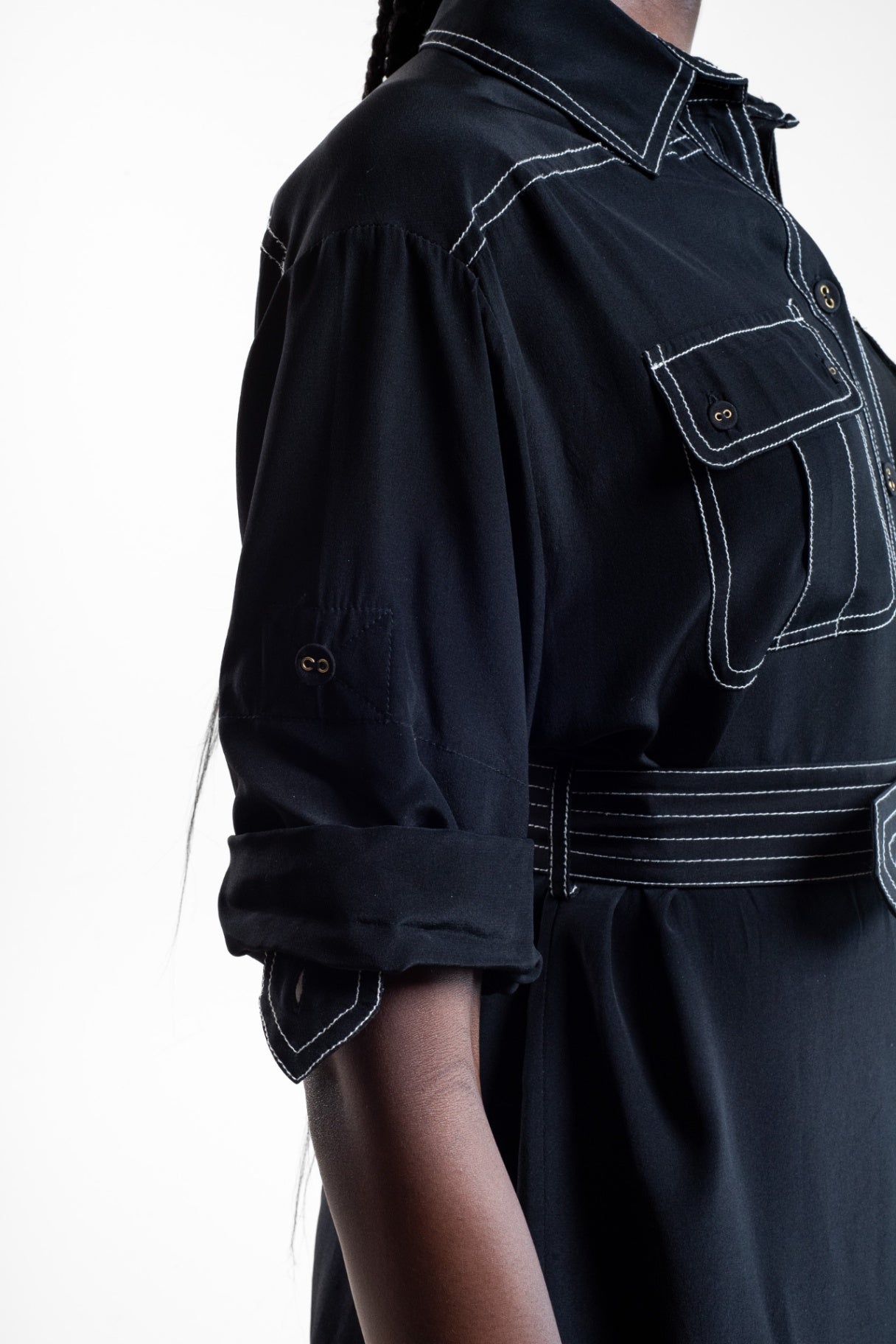 Black Utility T-Shirt Dress w/ Belt