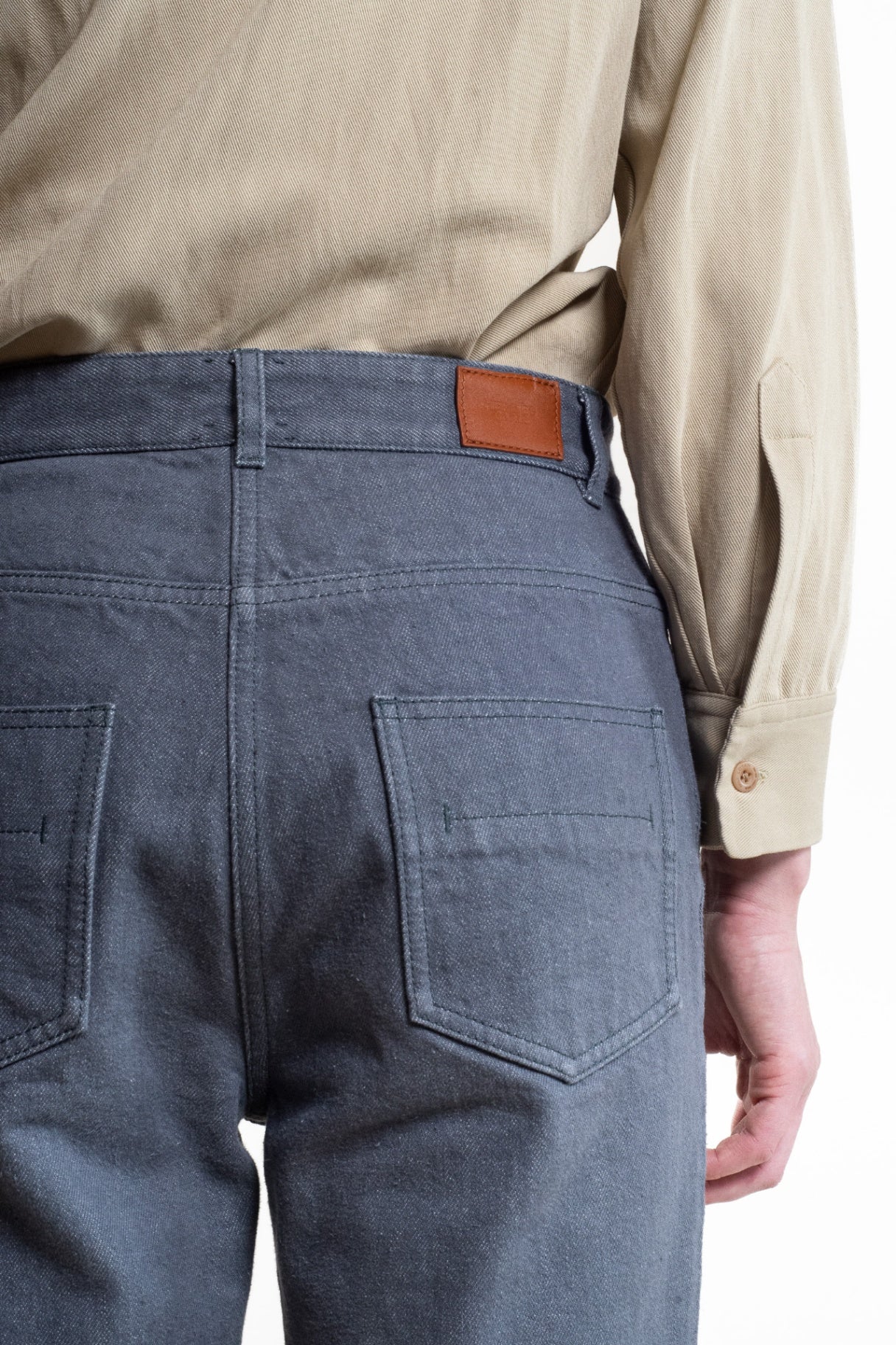 Grey High-Rise Straight Leg Jeans