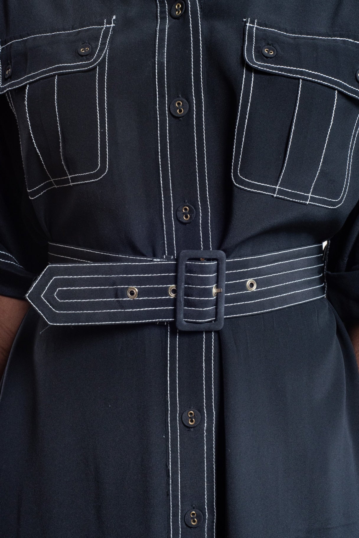 Black Utility T-Shirt Dress w/ Belt