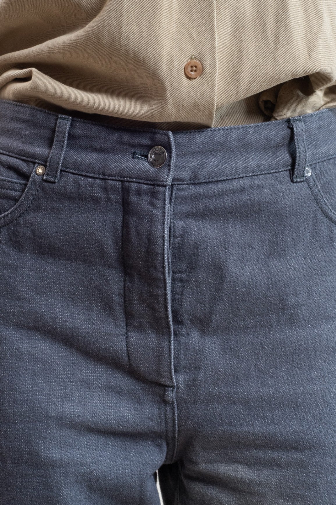 Grey High-Rise Straight Leg Jeans
