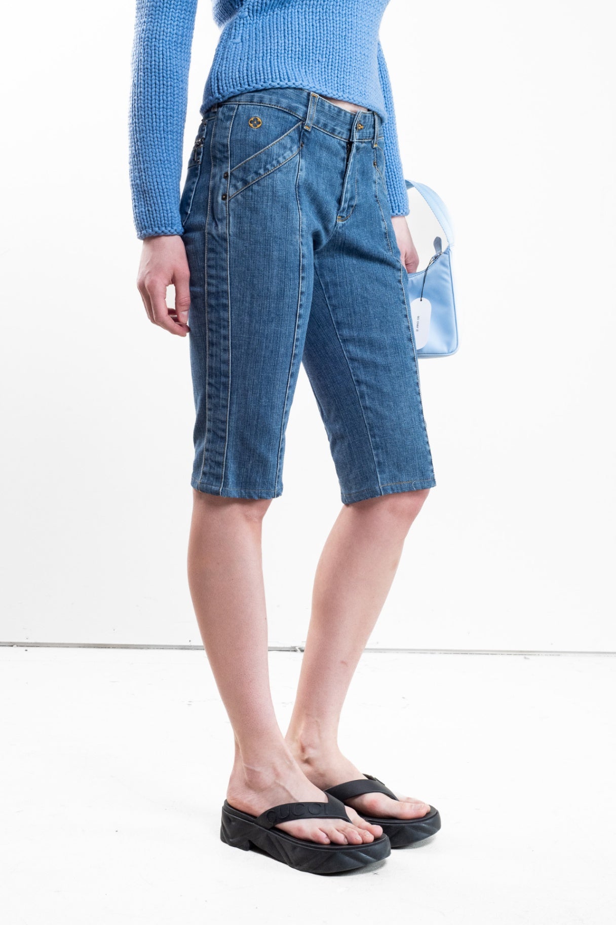 Blue Capri Jean Shorts