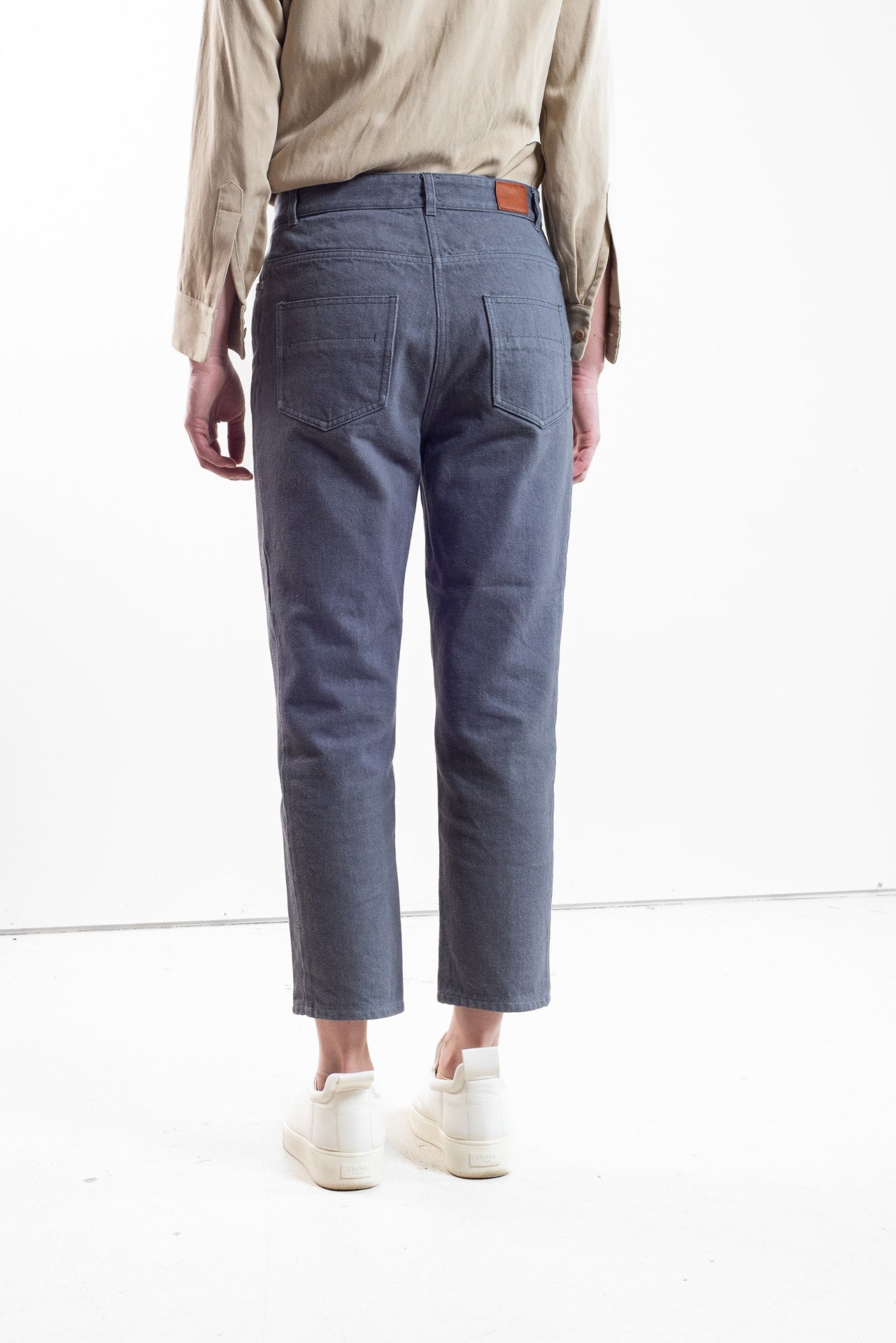 Grey High-Rise Straight Leg Jeans