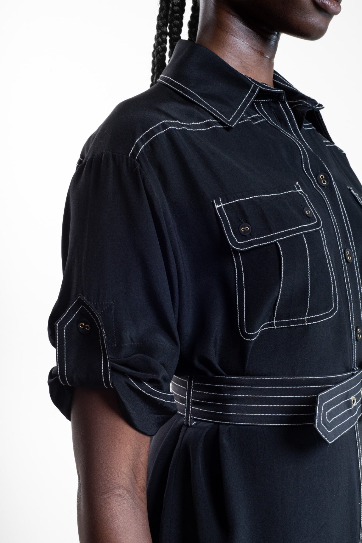 Black Utility T-Shirt Dress w/ Belt