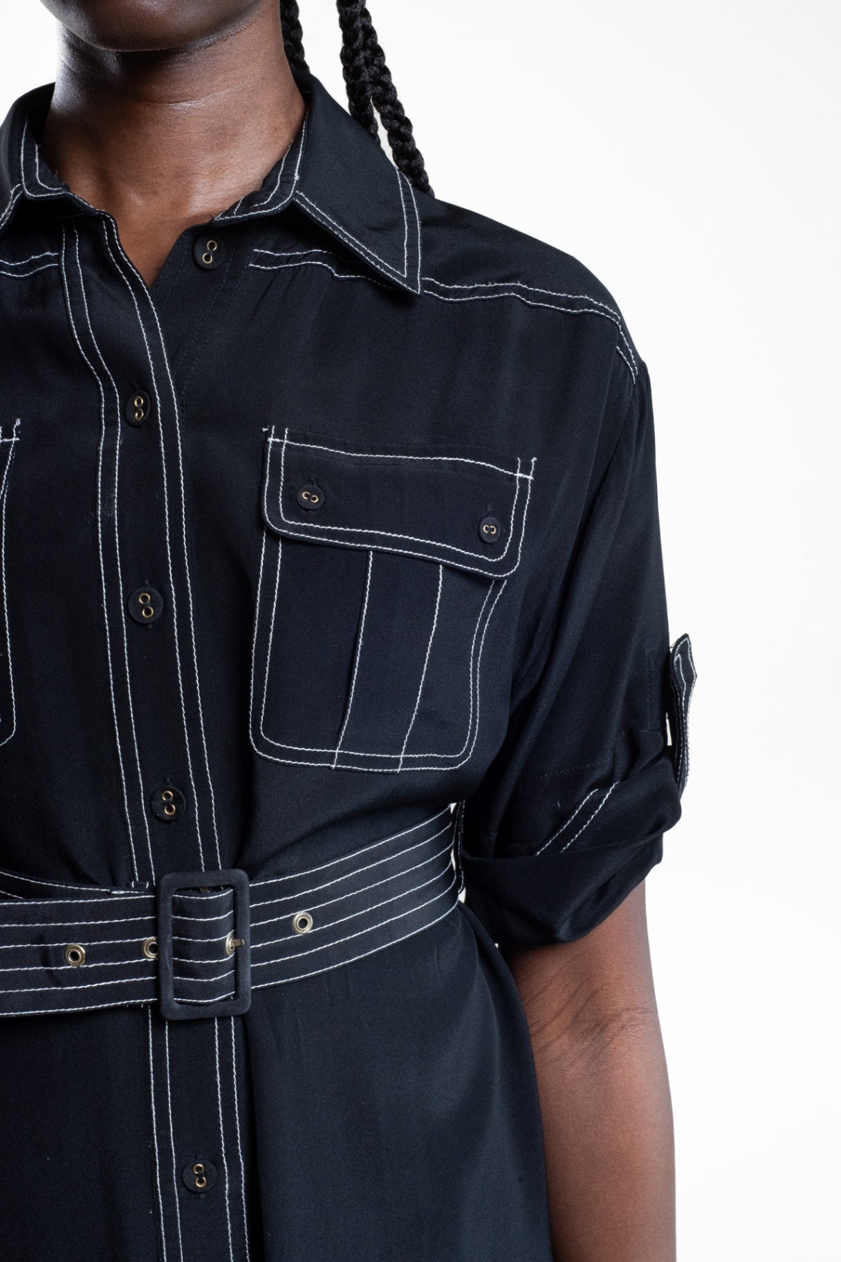 Black Utility T-Shirt Dress w/ Belt
