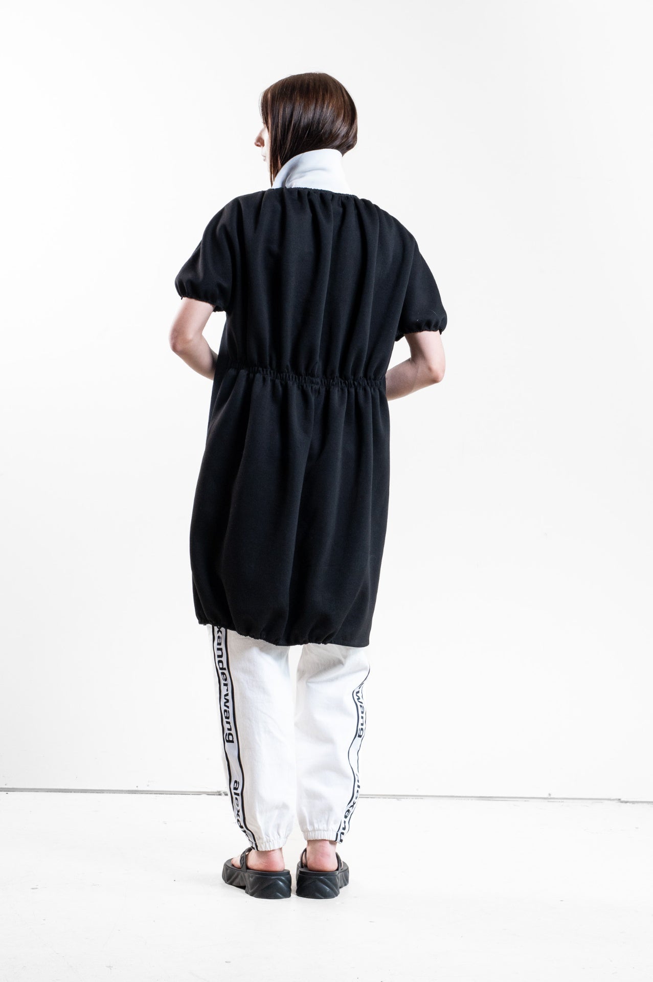 Black and White Short Sleeve Overcoat