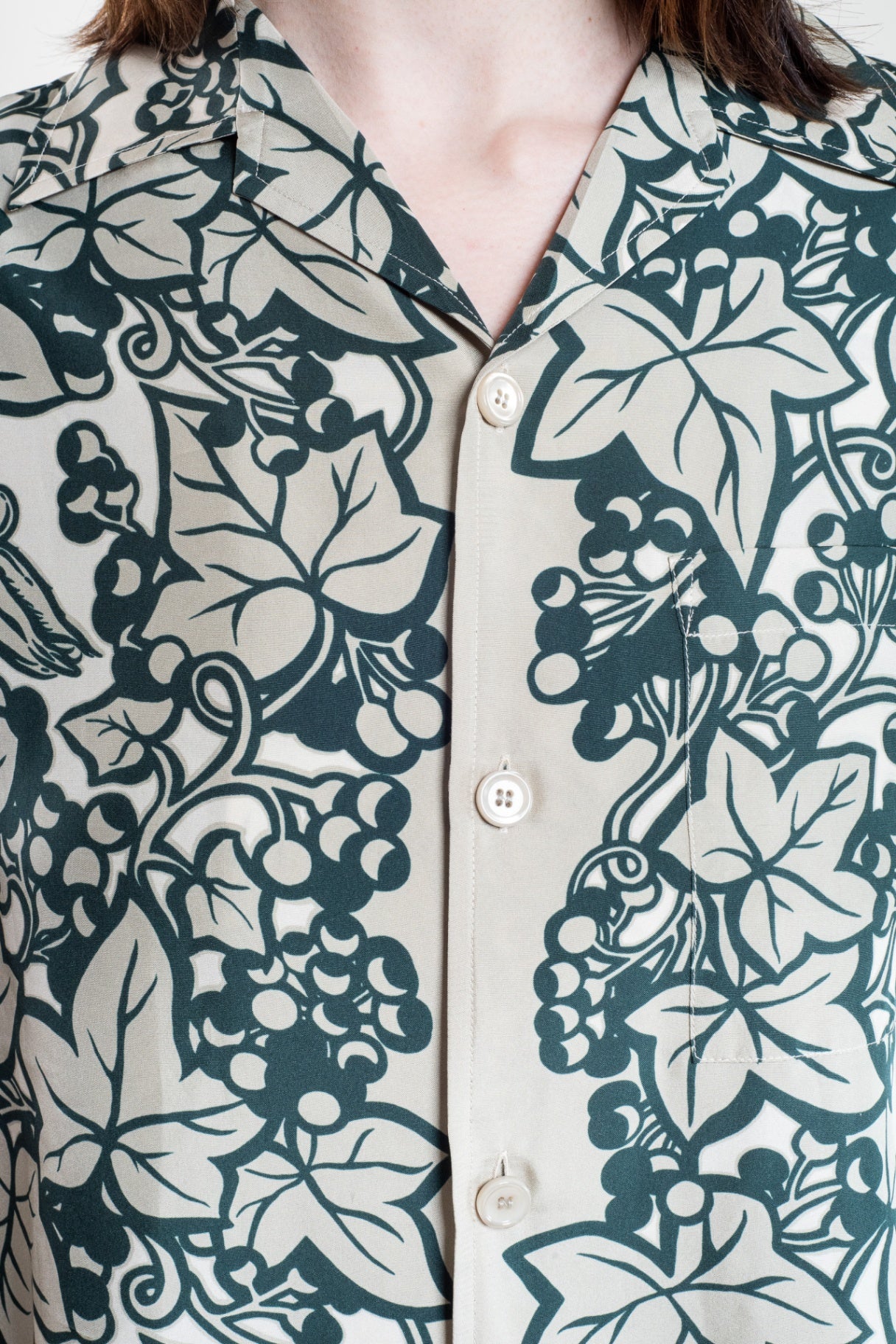 Green Ivy Print Silk Blouse