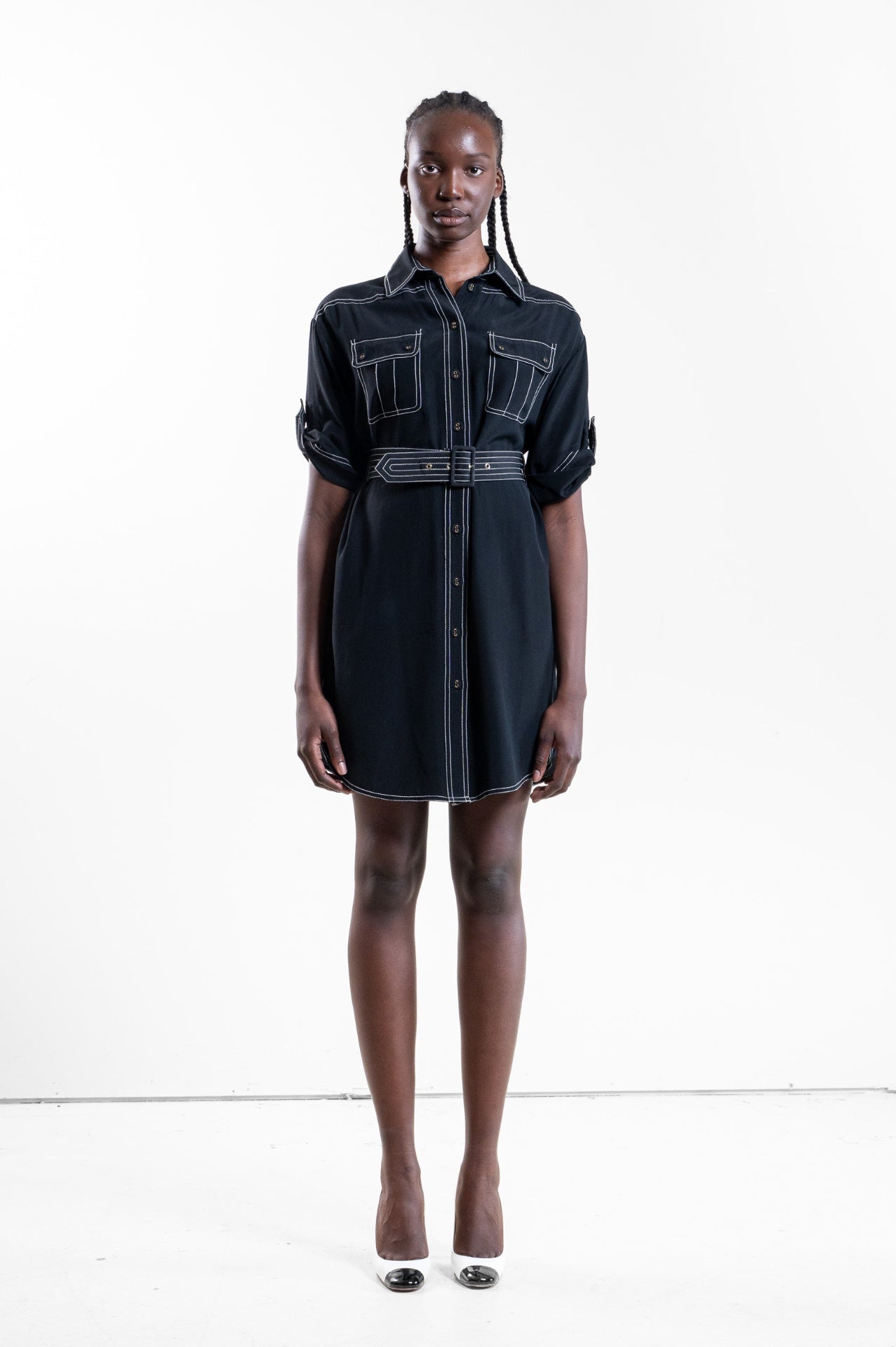 Black Utility T-Shirt Dress w/ Belt