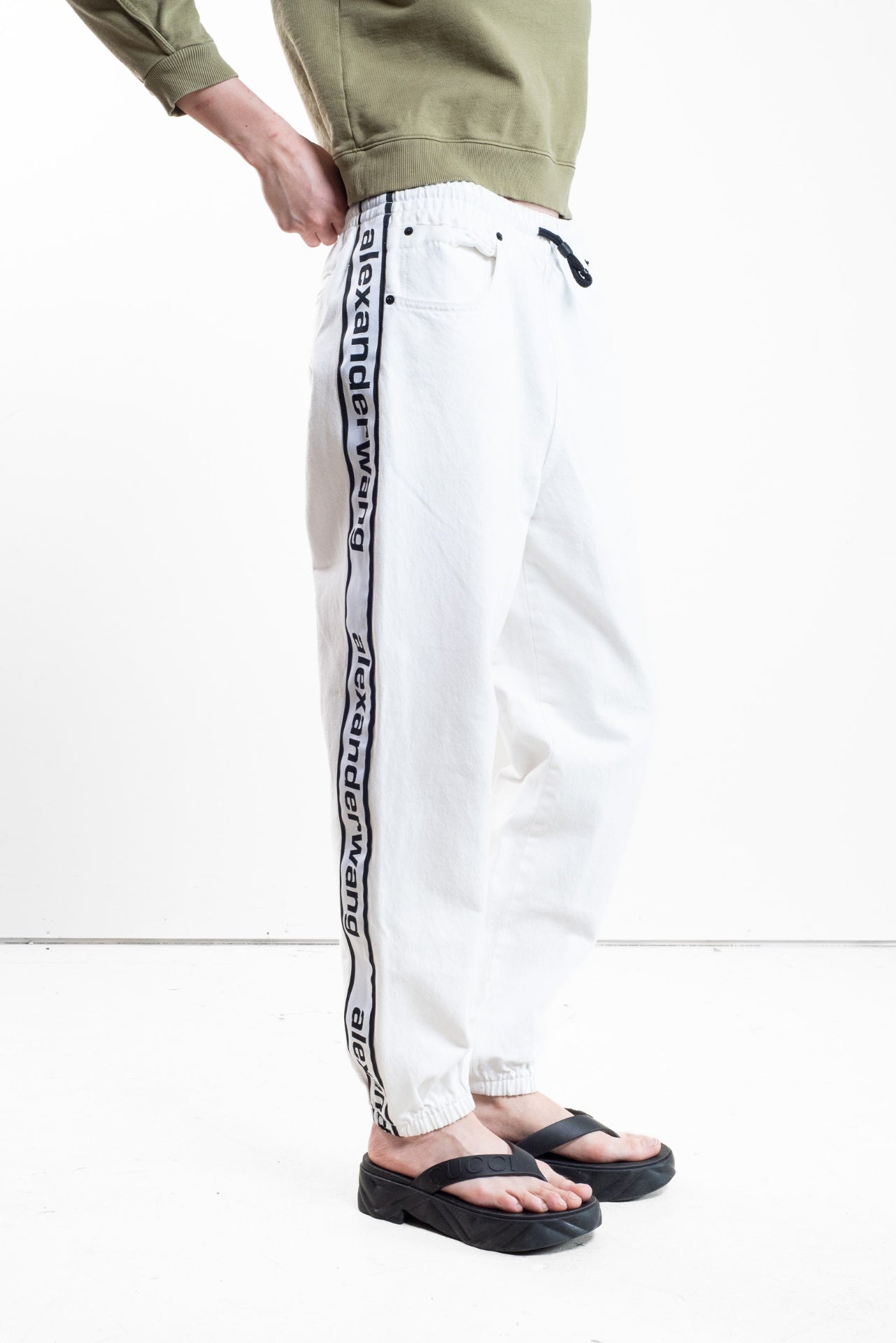 Logo Tape Denim Track Pants
