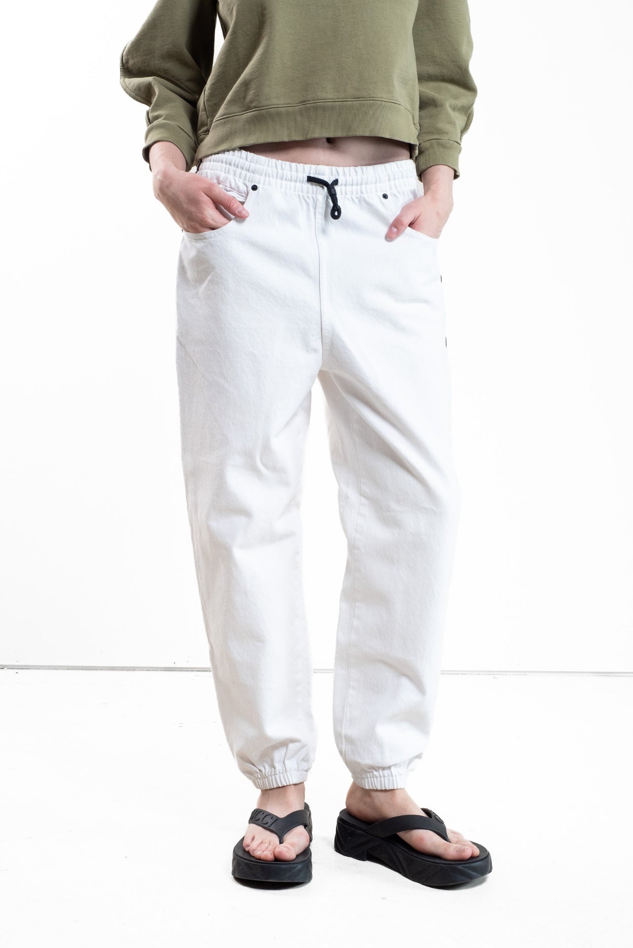 Logo Tape Denim Track Pants
