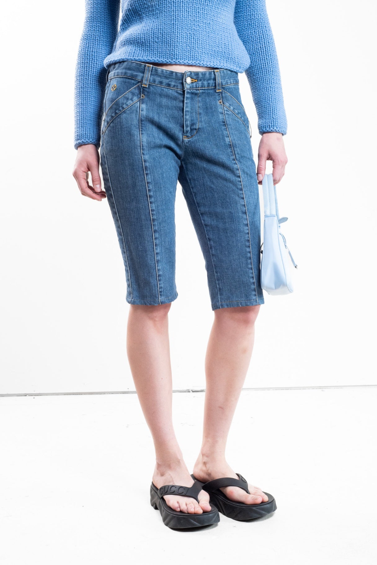 Blue Capri Jean Shorts