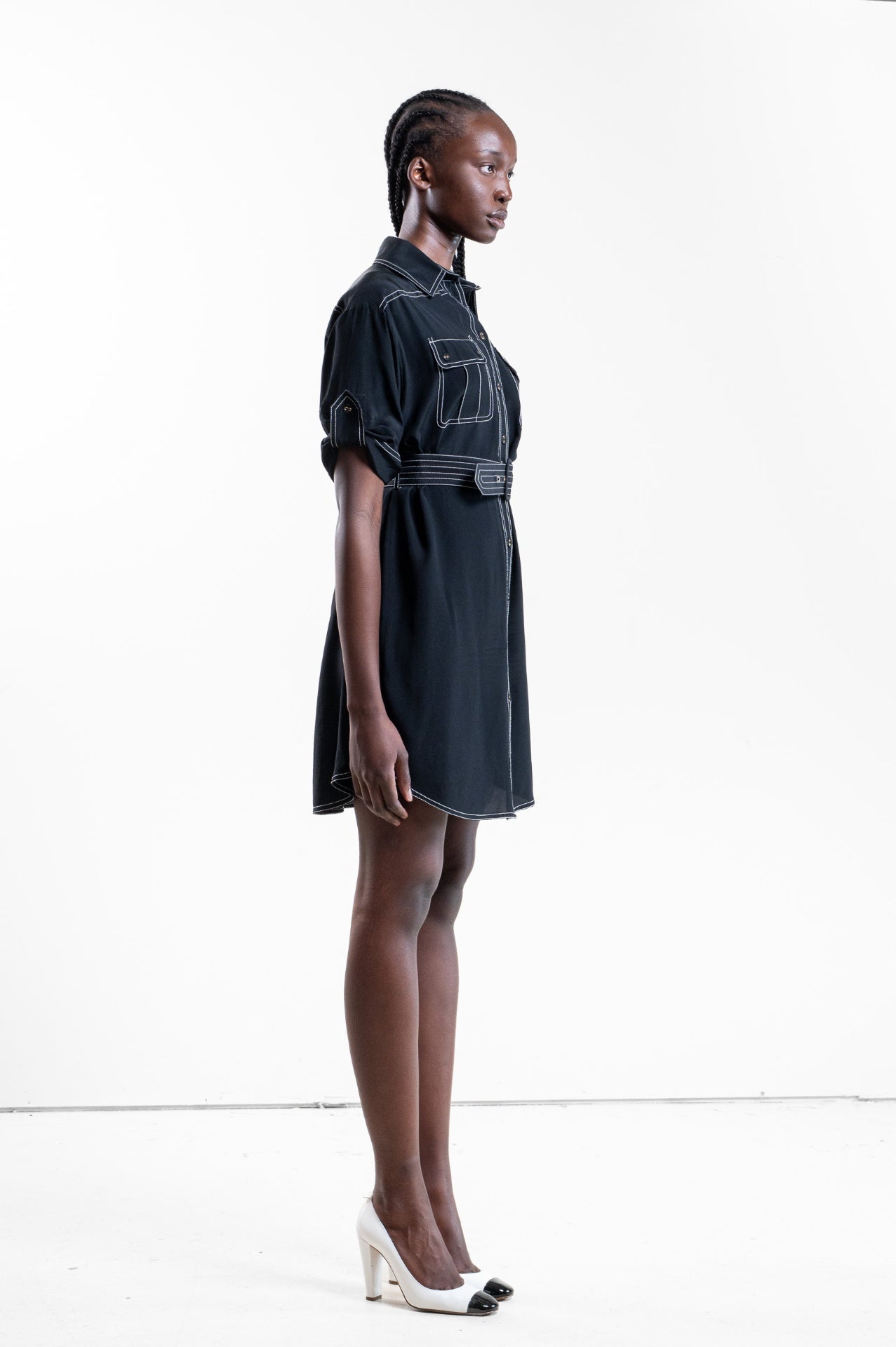 Black Utility T-Shirt Dress w/ Belt