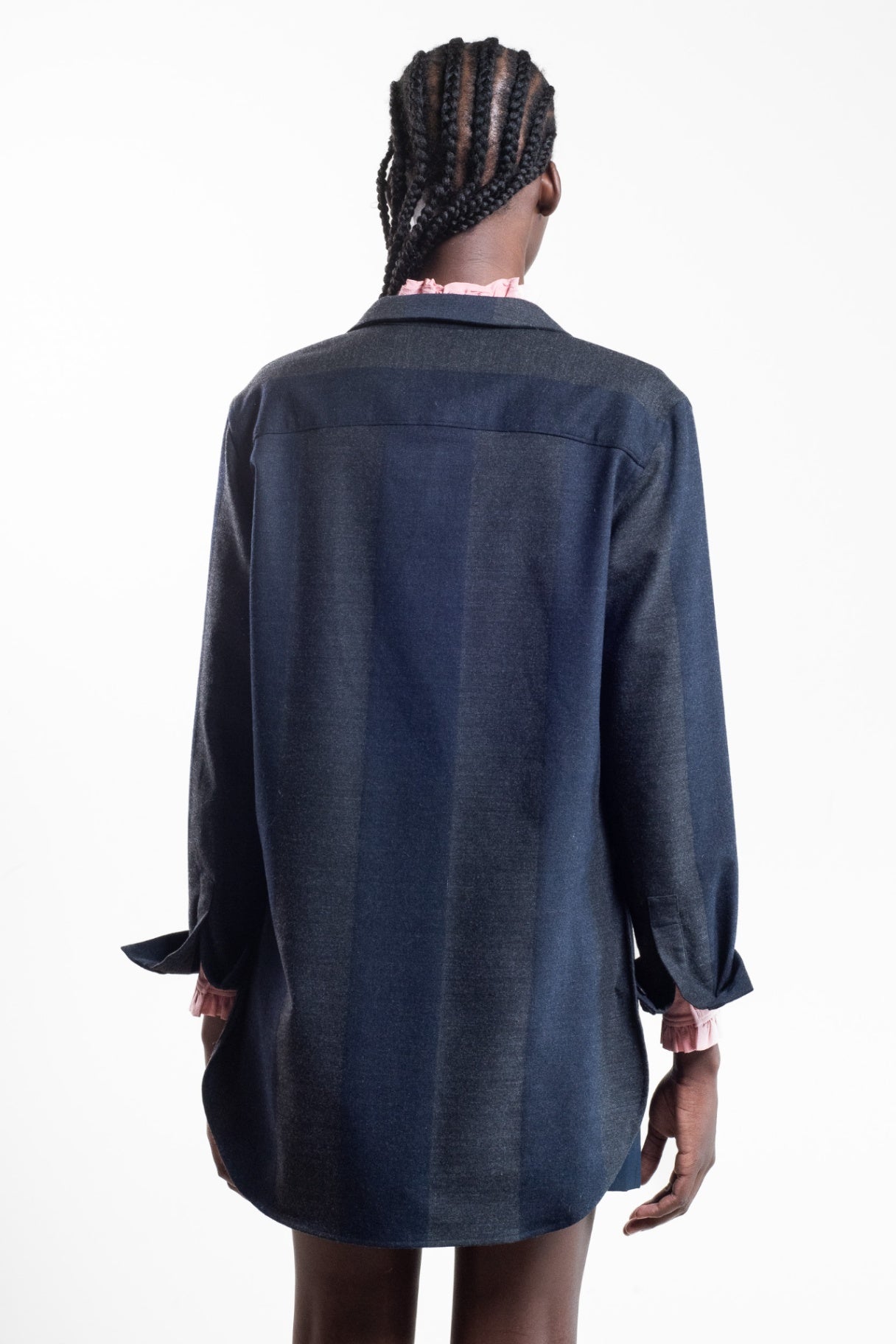 Dark Gray Striped Wool Blazer