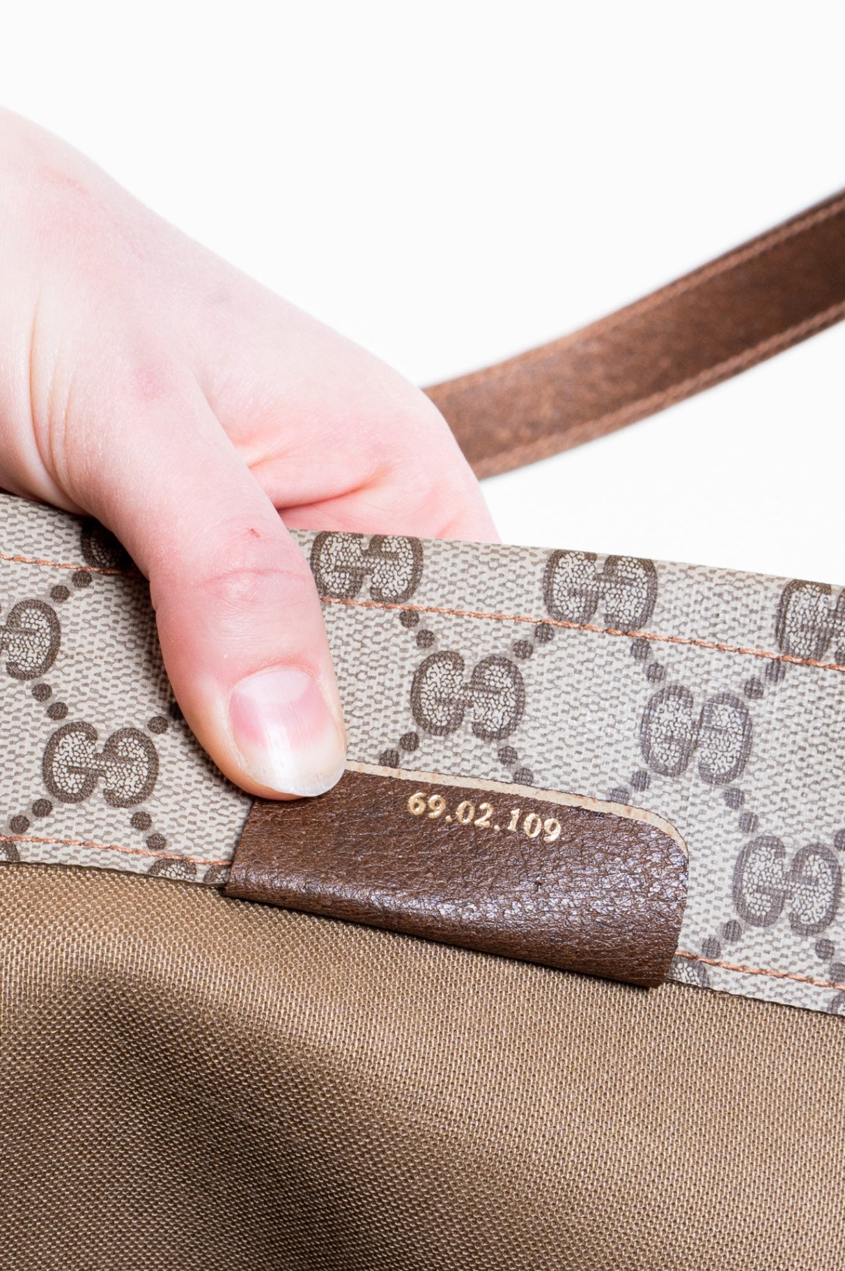 Vintage GG Printed Canvas Leather Shoulder Tote Bag