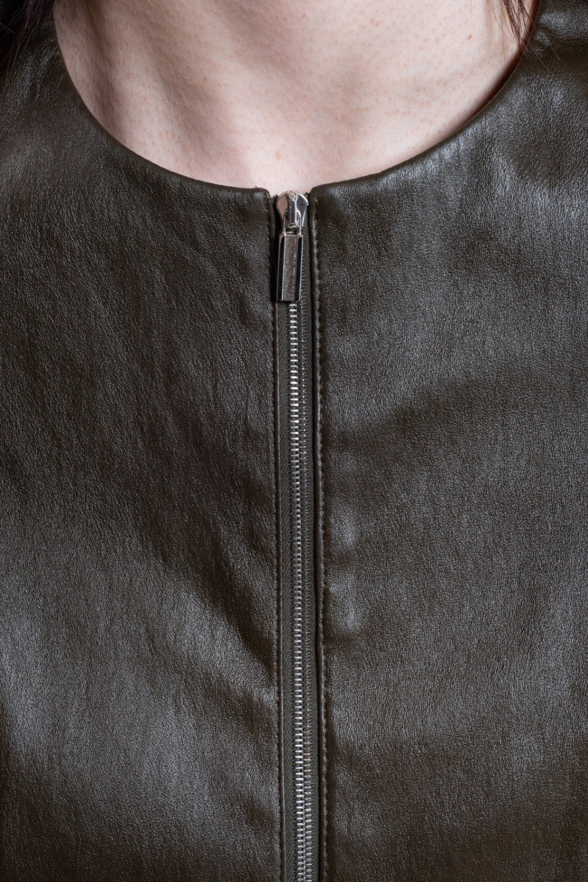 Olive Green Fitted Leather Jacket