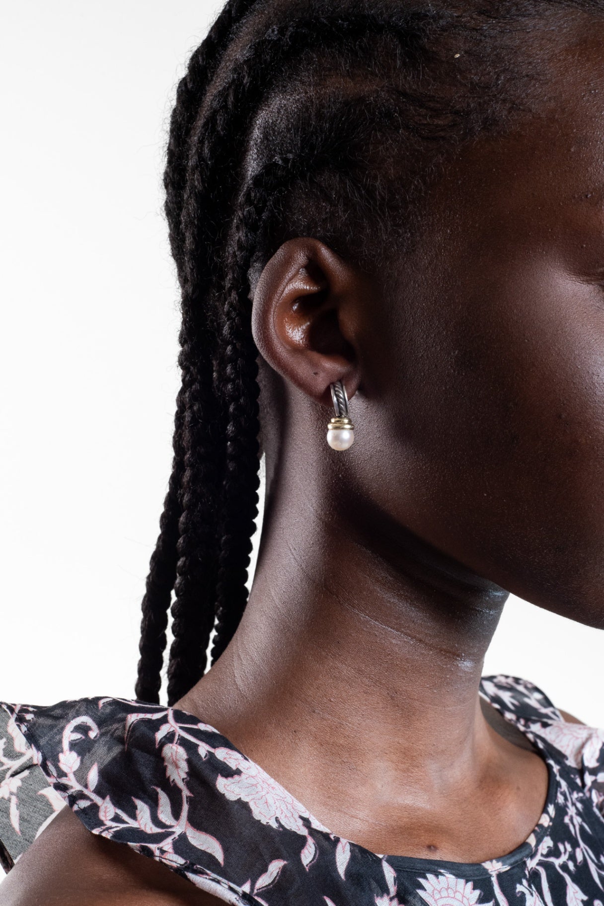 Pearl, Silver & 14k Gold Drop Earrings