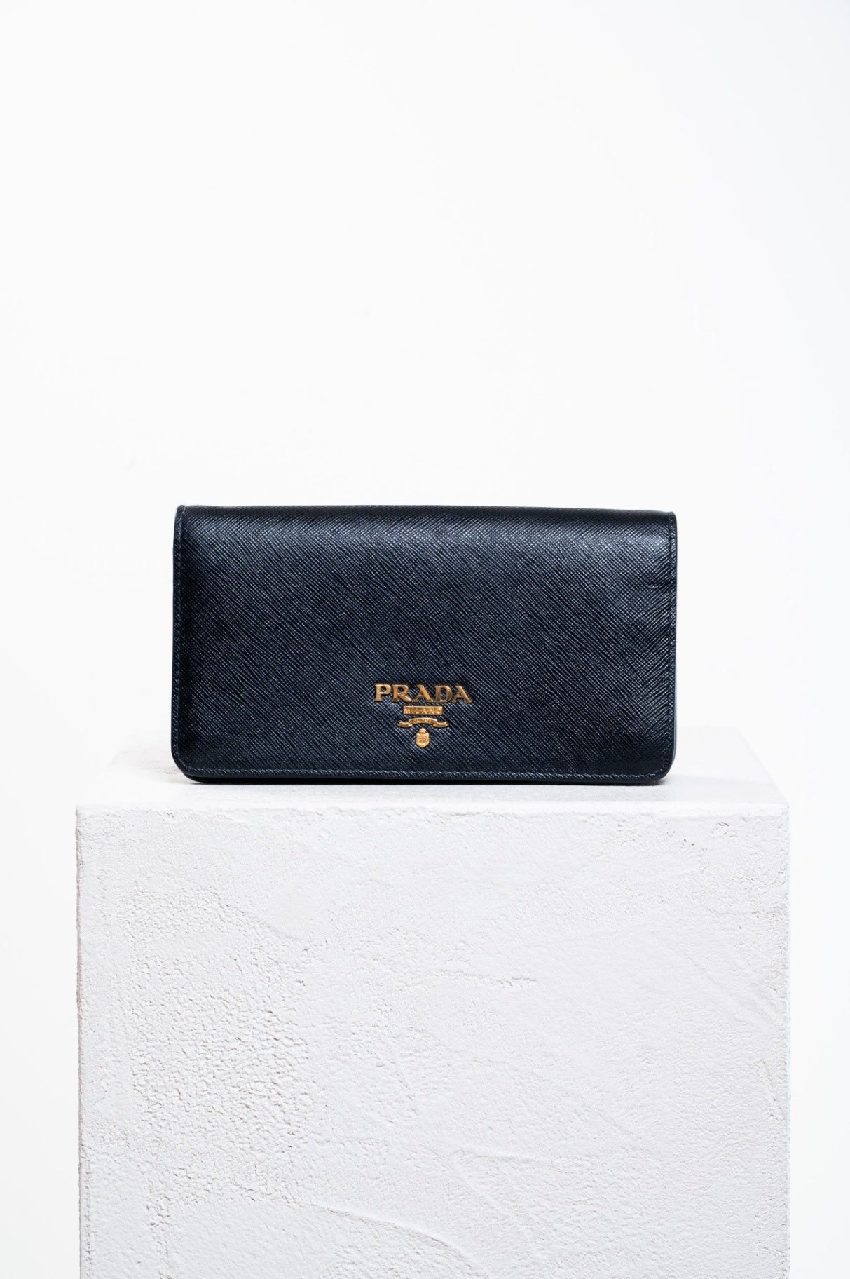 Black Saffiano Wallet on Chain Crossbody Bag