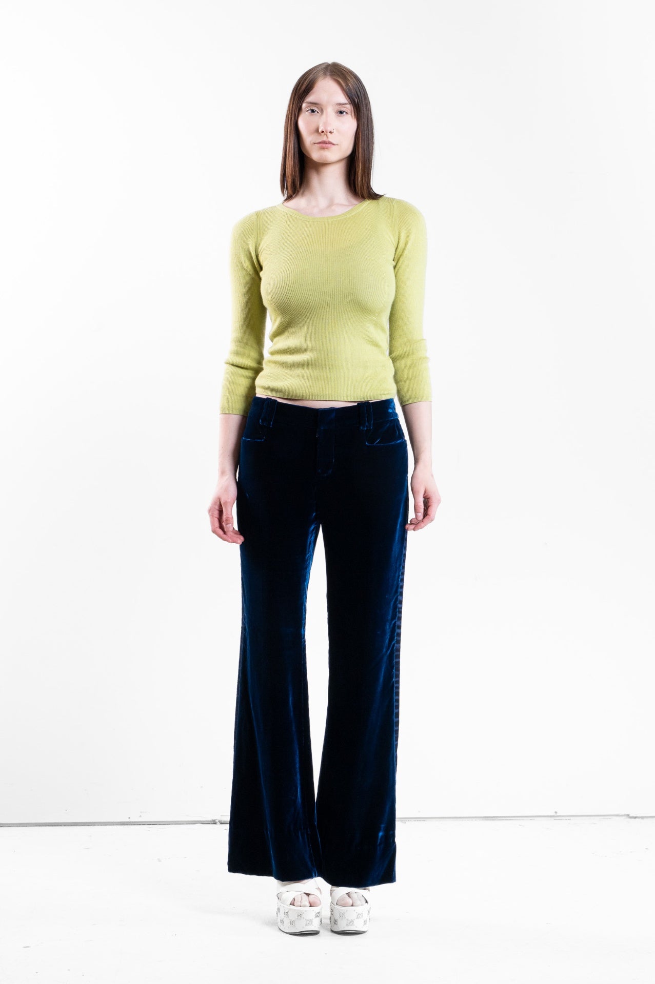 Vintage Green Long Sleeve Sweater Top